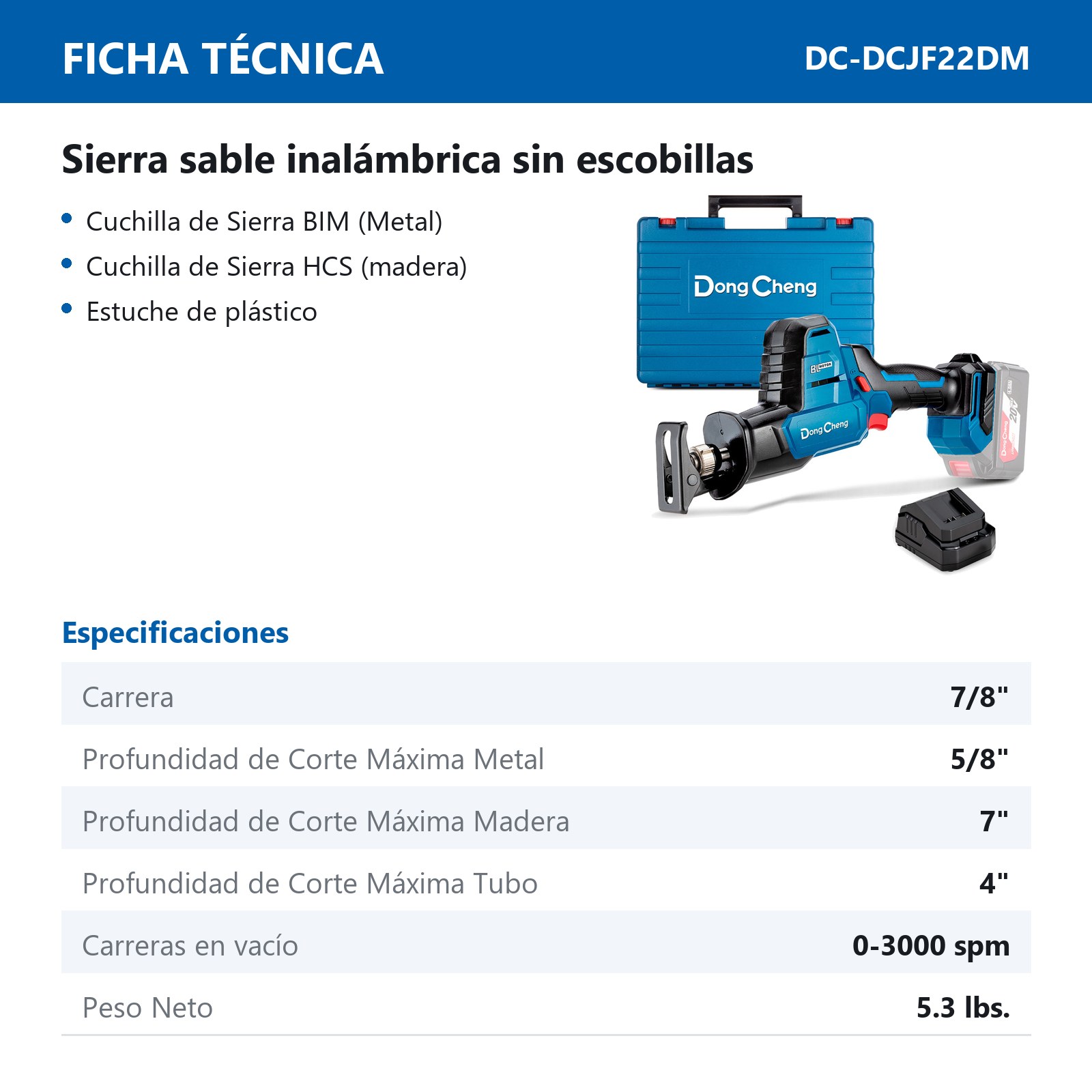 SIERRA SABLE INALAMBRICA SIN CARBONES 20V MAX/4.0Ahx1 3000 SPM - Imagen 2