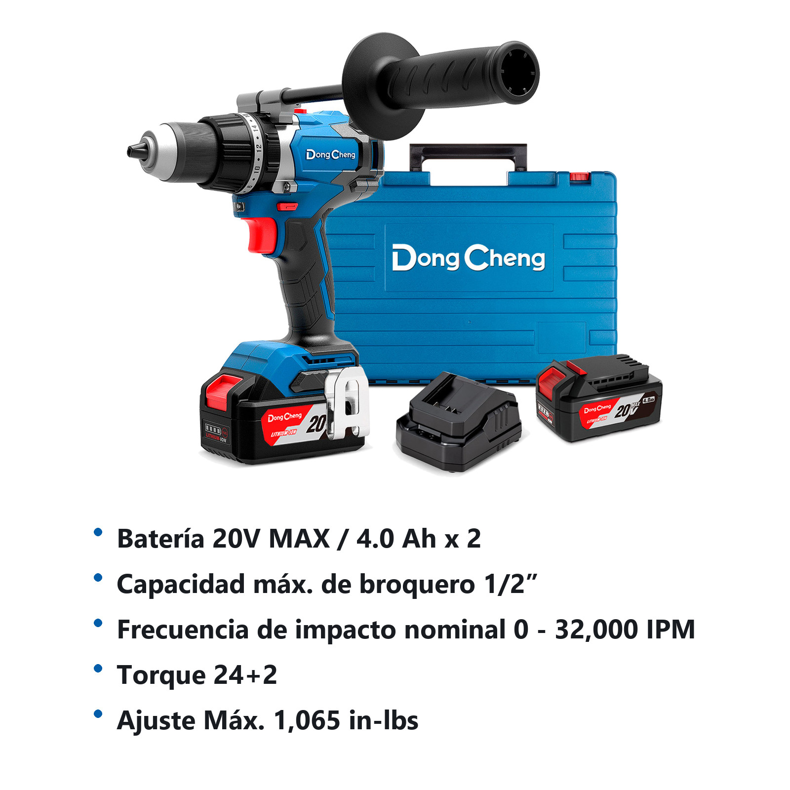 ROTOMARTILLO/ATORNILLADOR INALAMBRICO SIN CARBONES 20V MAX/4.0Ahx2 1/2" 2000 RPM 32000 IPM - Imagen 2