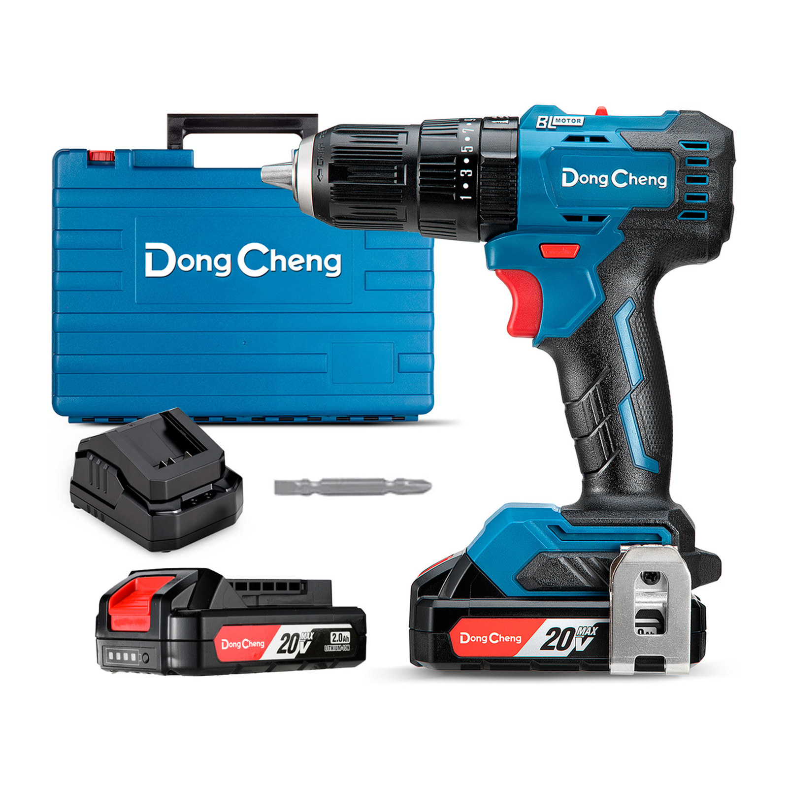 Rotomartillo Atornillador Inalámbrico Sin Carbones Dongcheng 20V Máx 2.0Ah x2 1/2" 1800 RPM