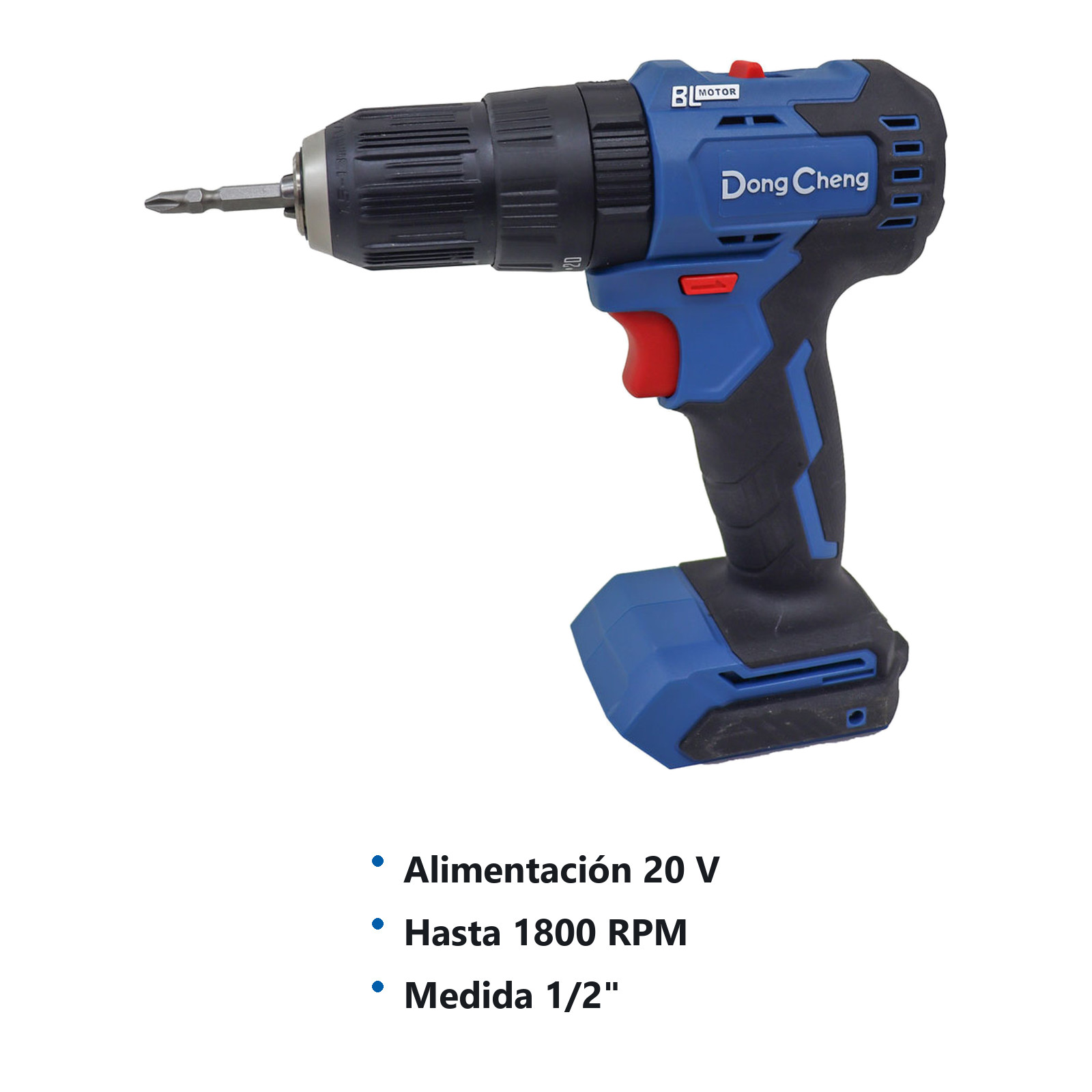 ROTOMARTILLO/ATORNILLADOR INALAMBRICO SIN CARBONES 20V MAX 1/2" 1800 RPM 27000 IPM (SIN BATERIA) - Imagen 4