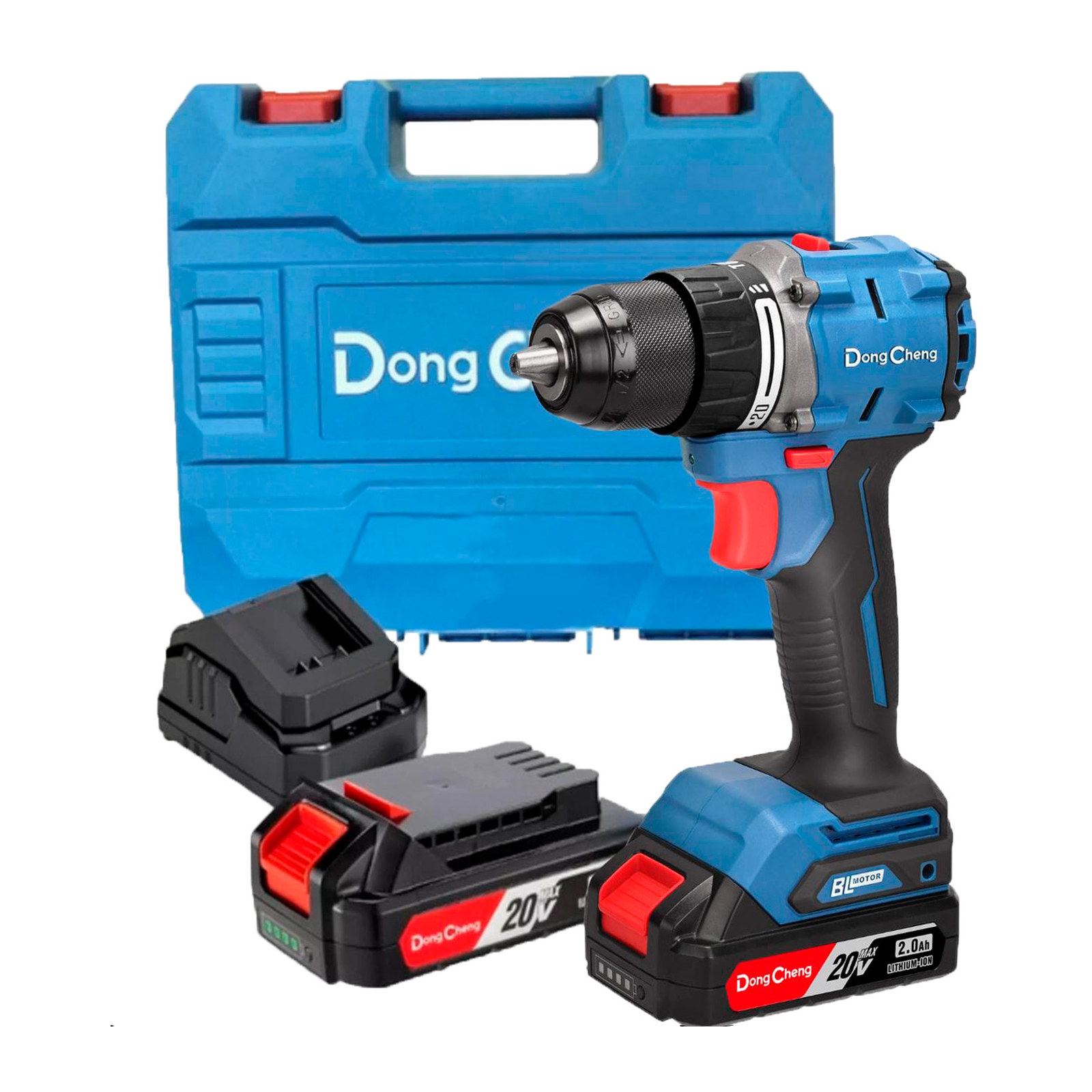 Rotomartillo Atornillador Inalámbrico Sin Carbones DONGCHENG 20V MAX 1/2" 2300 RPM con 2 Baterías 2.0 Ah