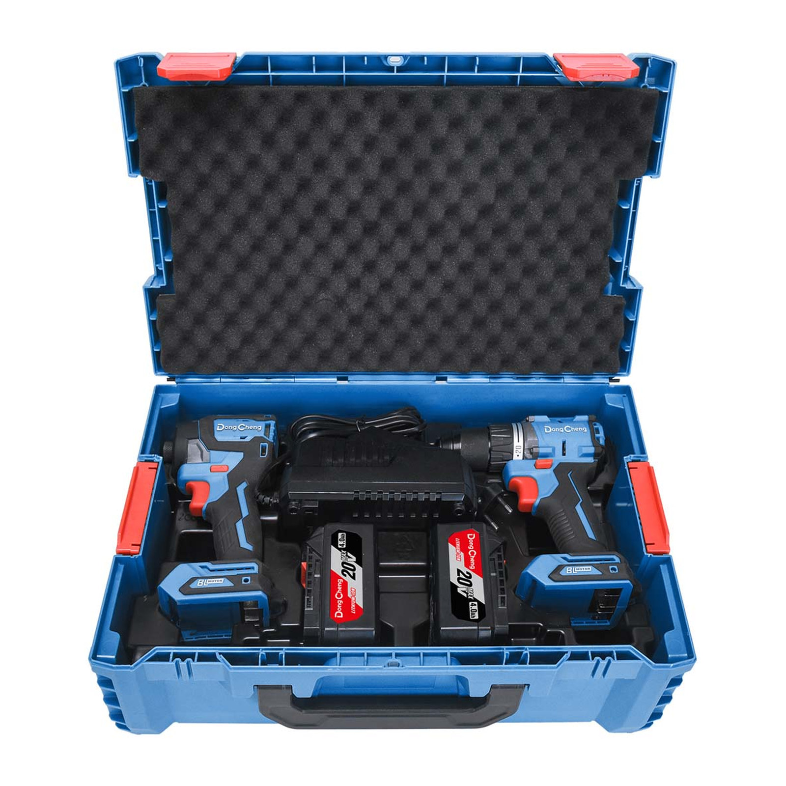 Kit Taladro y Atornillador Inalámbrico Sin Carbones 20V Máx 4.0Ah x2 DONGCHENG DCPL208 + DCJZ2060i
