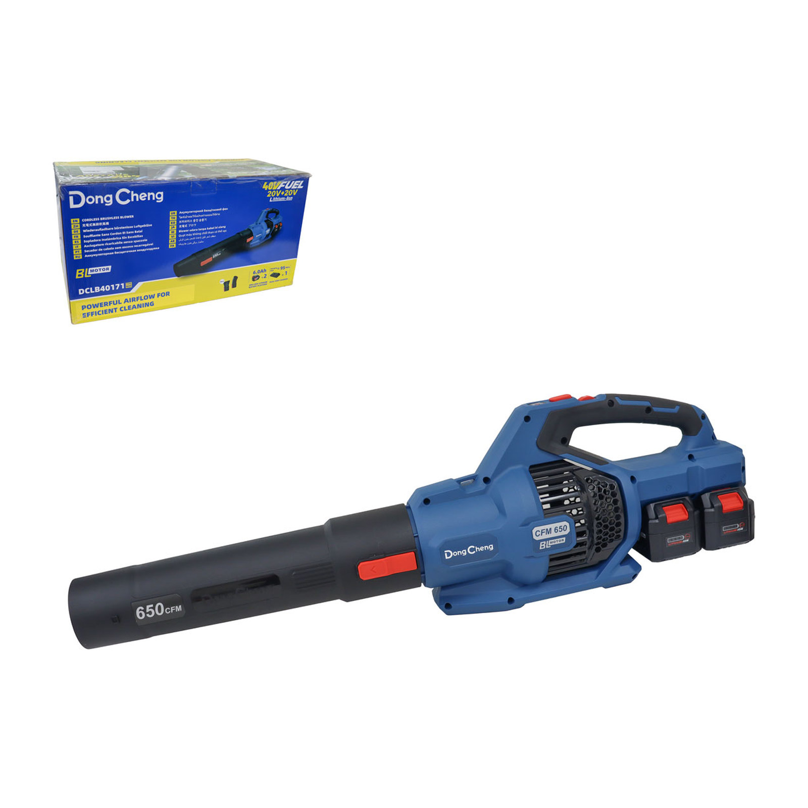 Sopladora Inalámbrica Sin Escobillas DONGCHENG 20V+20V 6.0 Ah x2 18000 RPM