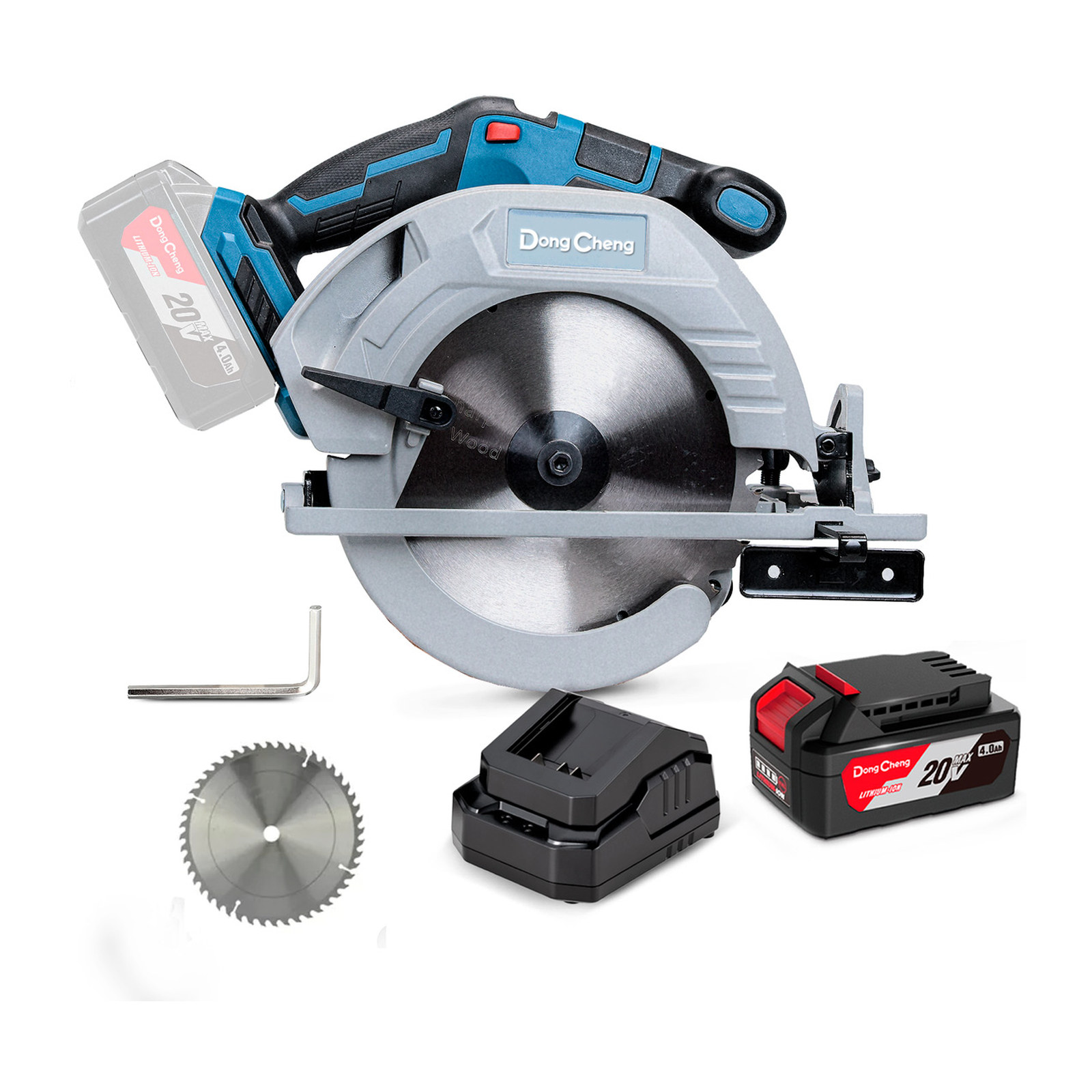 Sierra Circular Inalámbrica Sin Carbones DONGCHENG 20V MAX 7" x 3/4" 5000 RPM con Batería 4.0Ah