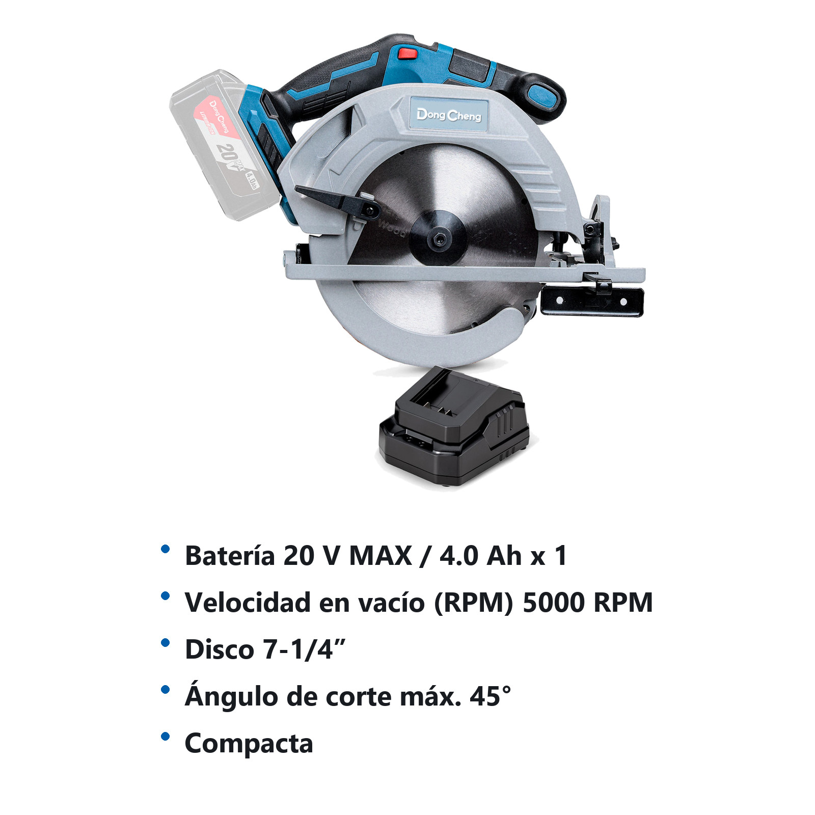 SIERRA CIRCULAR INALAMBRICA SIN CARBONES 20V MAX/4.0Ahx1 7' x 3/4" 5000 RPM - Imagen 2
