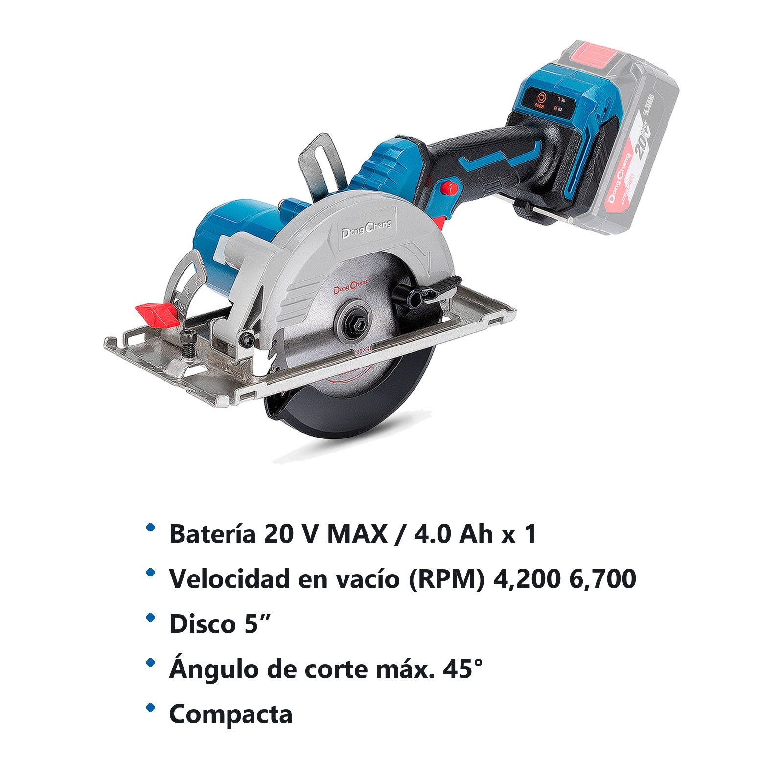 SIERRA CIRCULAR INALAMBRICA SIN CARBONES 20V MAX/4.0Ahx1 5" x 3/4" 6700 RPM - Imagen 2
