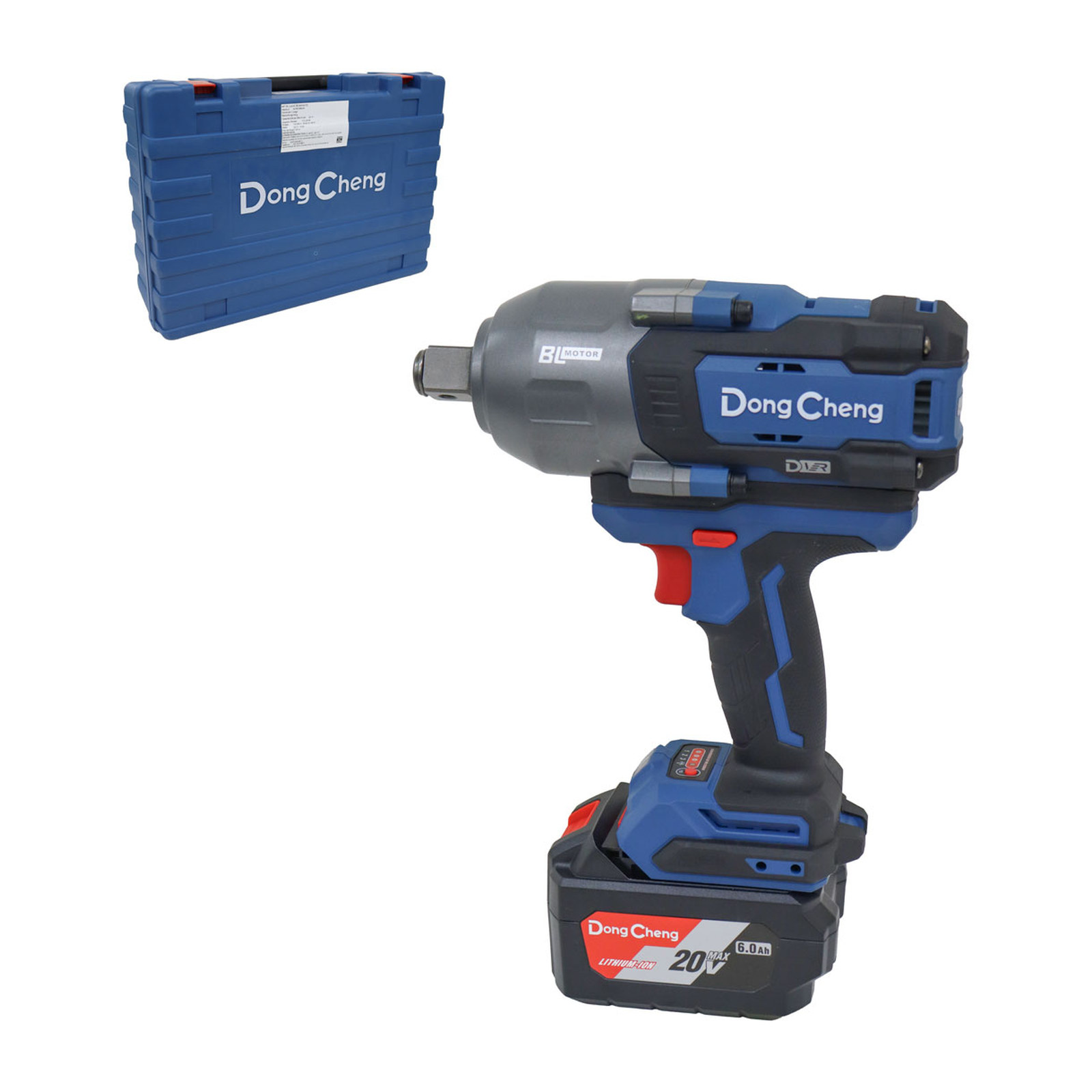 Llave de Impacto Inalámbrica Sin Carbones DONGCHENG 3/4" 20V 6.0Ah x2 950/1255 ft/lbs