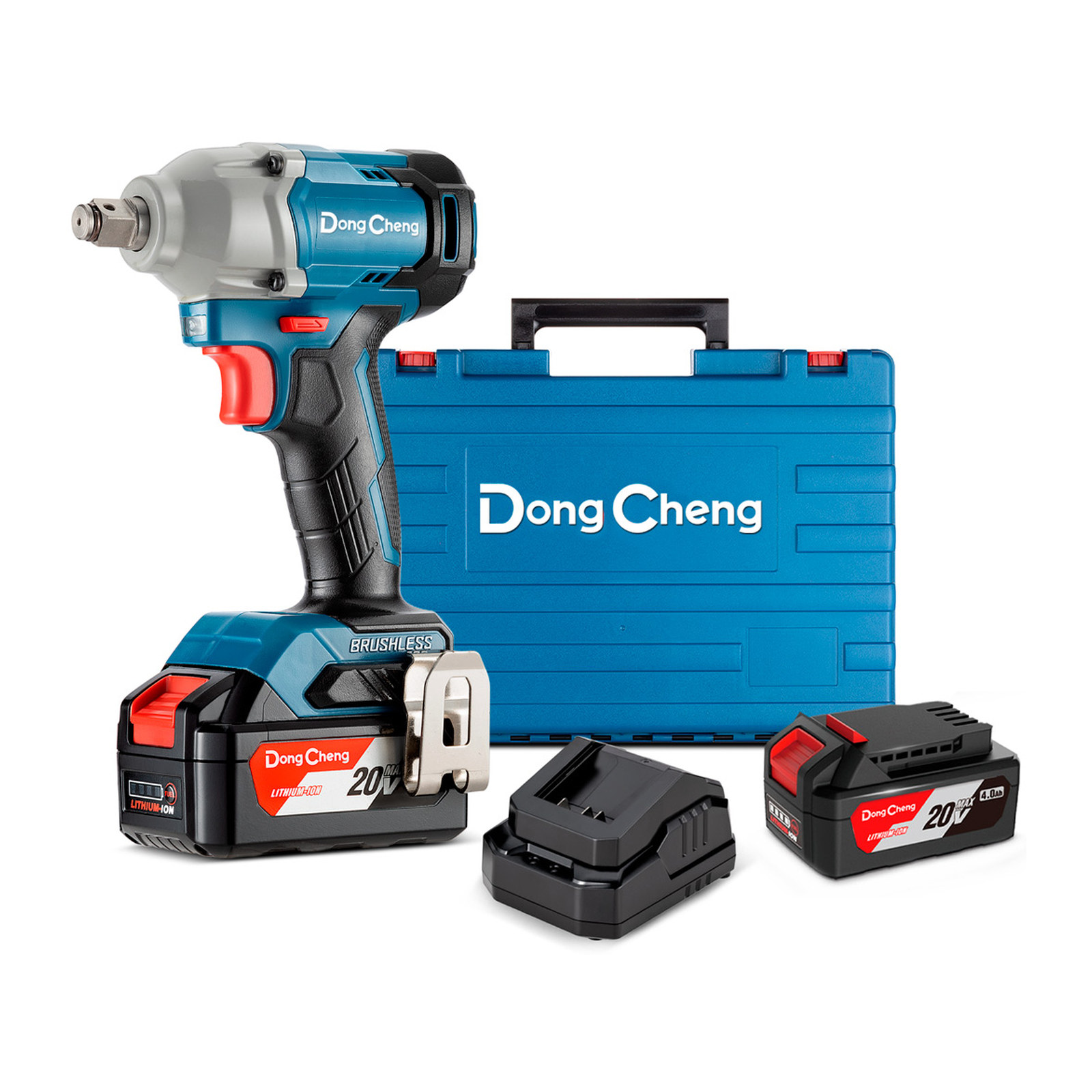 Llave de Impacto Inalámbrica Sin Carbones DONGCHENG 1/2" 20V Max 4.0Ah x2 M12-M16 2000 RPM 220 ft/lbs