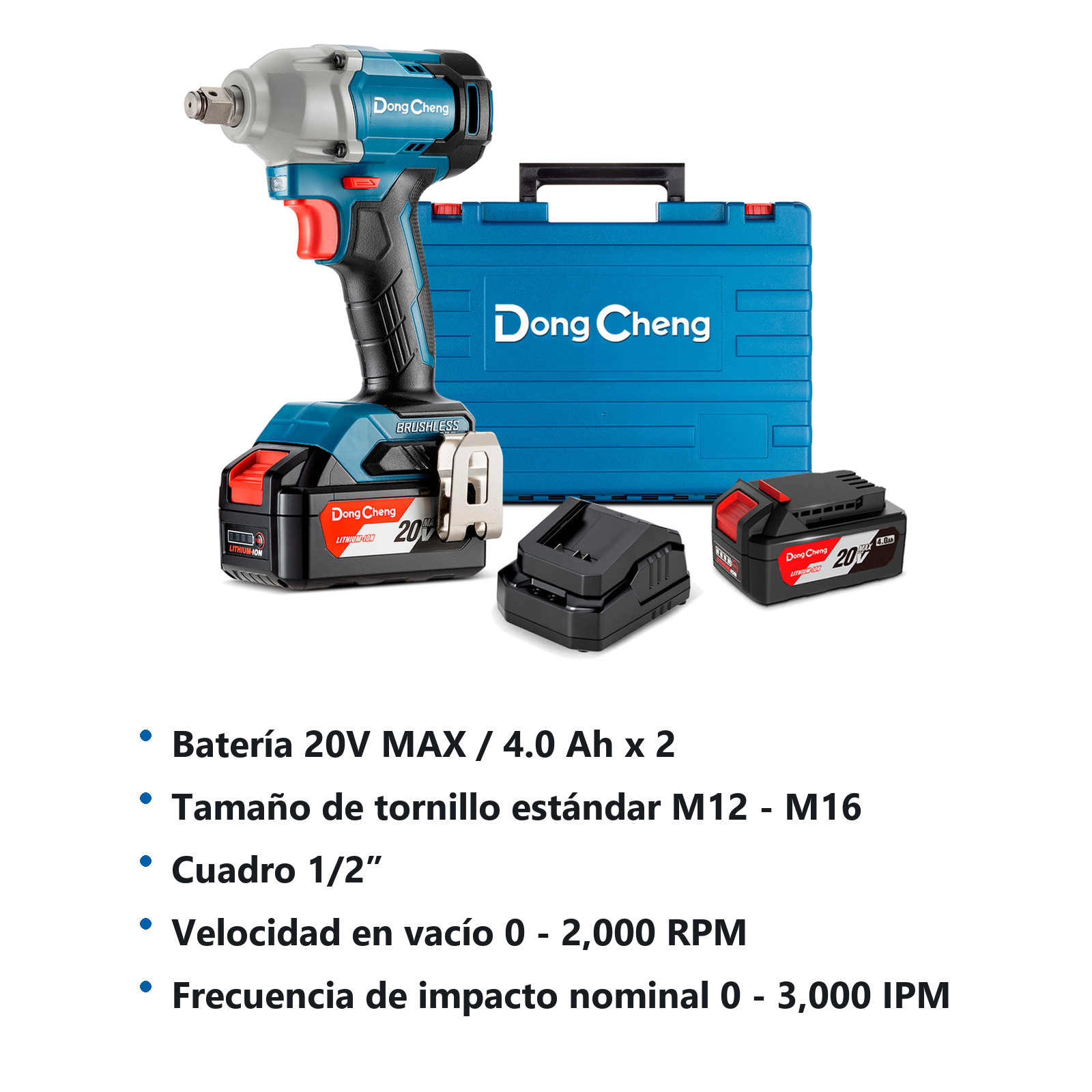 LLAVE D/IMPACTO INALAMBRICA SIN CARBONES 20 V MAX/4.0Ahx2 M12-M16 1/2" 2000 RPM 3000 IPM 220 FT/LBS - Imagen 2