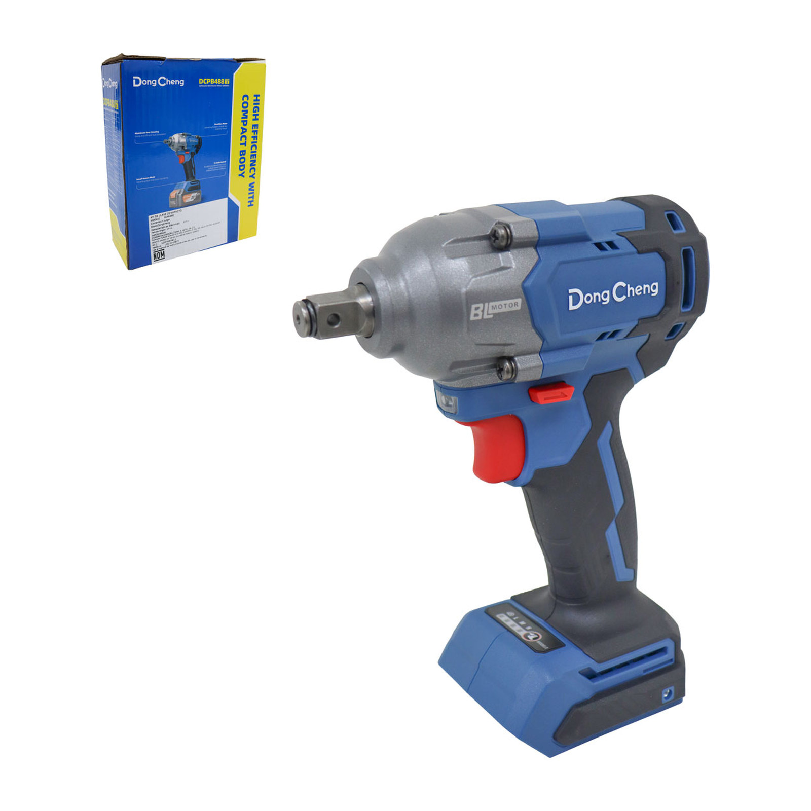 Llave de Impacto Inalámbrica Sin Carbones DONGCHENG 20V Máx 1/2" 360 ft/lbs (Sin Batería)