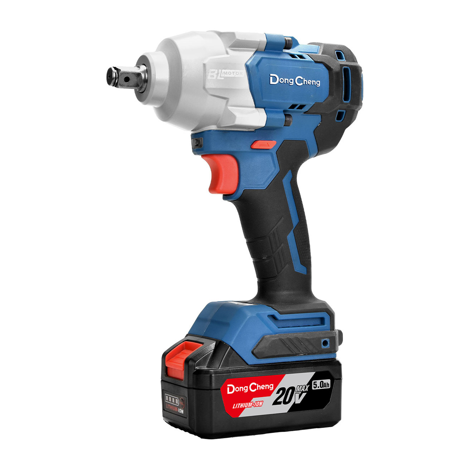 Llave de Impacto Inalámbrica Sin Carbones DONGCHENG 20V Máx 1/2" 5.0Ah (2 Baterías)