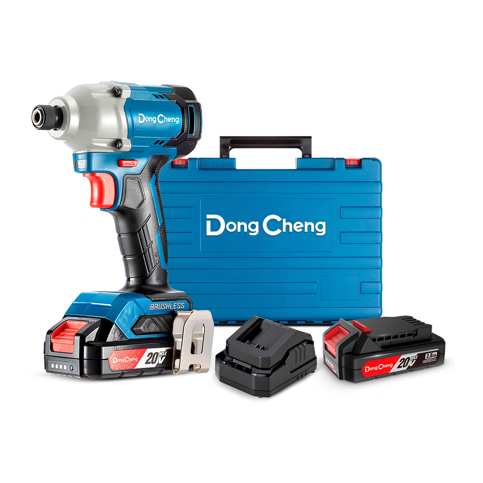 Atornillador de Impacto Sin Carbones DONGCHENG 20V Máx / 2.0 Ah Chuck 1/4" Hex 2000 RPM 3000 IPM