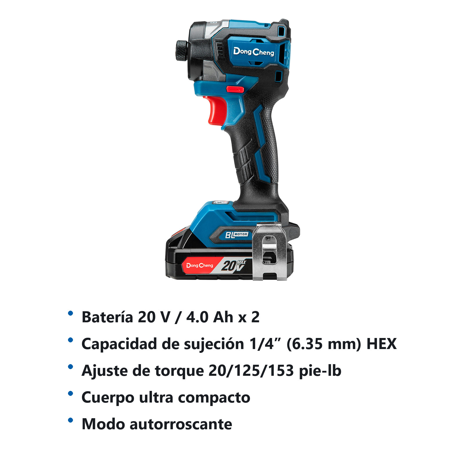 ATORNILLADOR D/IMPACTO SIN CARBONES 20V/4.0 Ahx2 1/4" HEX 3200 RPM 4300 IPM - Imagen 2