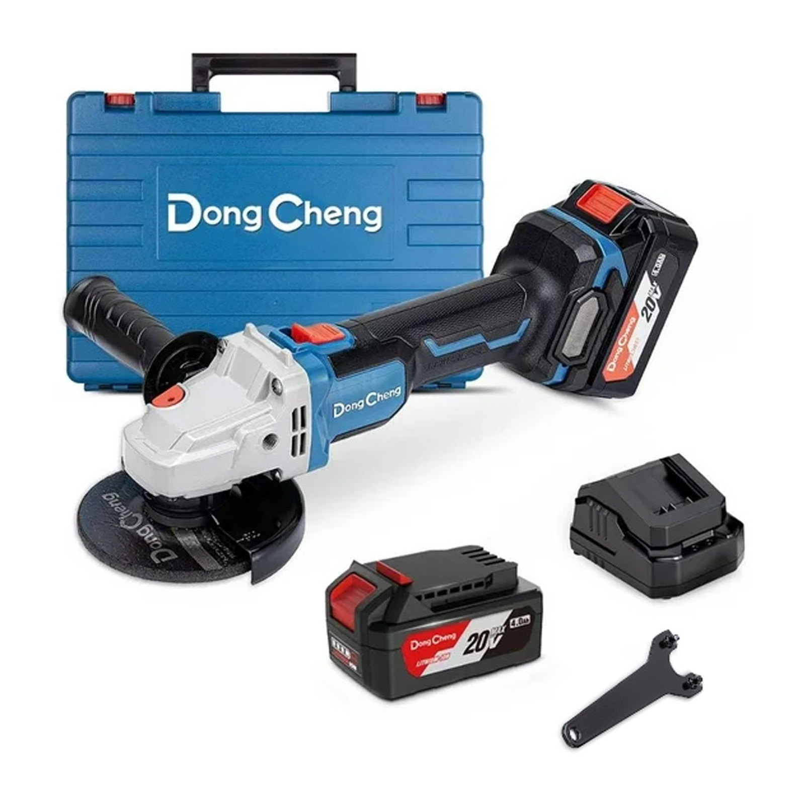 Esmeriladora Angular Inalámbrica Sin Carbones DONGCHENG 20V MAX 4.0Ah x2 4-1/2" 8500 RPM