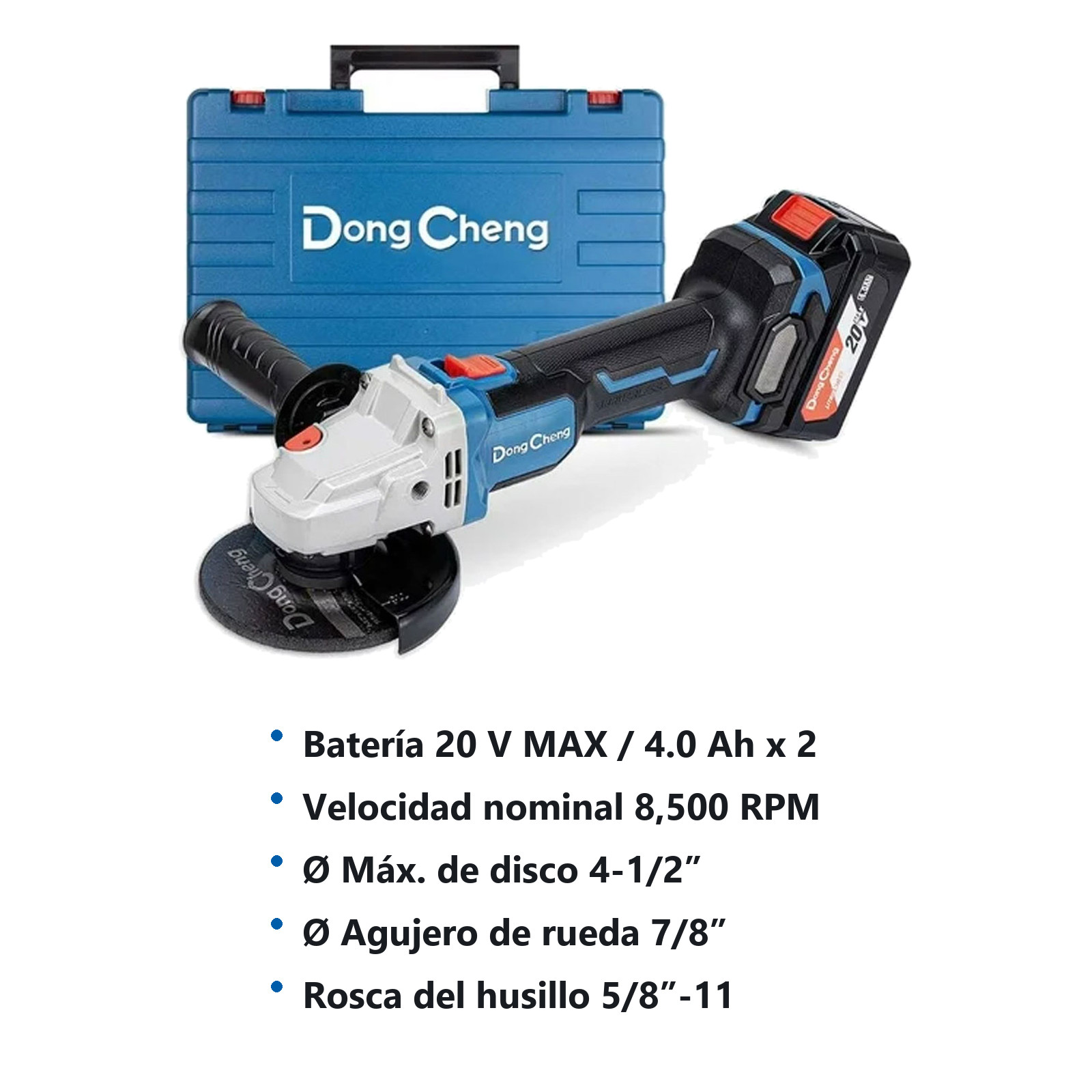 ESMERILADORA ANGULAR INALAMBRICA SIN CARBONES 20V MAX/4.0Ahx2 4-1/2" x 5/8"-11 8500 RPM - Imagen 2