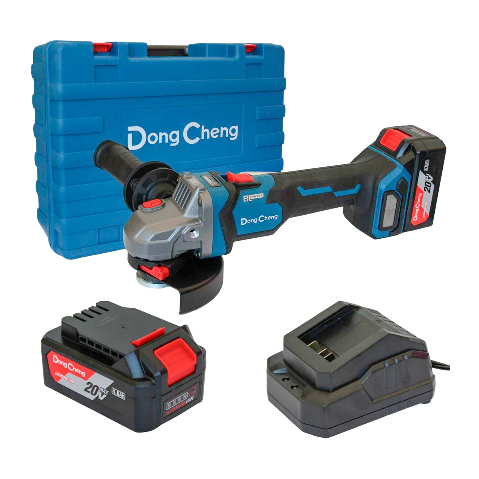 DONGCHENG Esmeriladora Angular Inalámbrica 20V Máx 4-1/2" Variable 4,000/6,500/9,000 RPM con 2 Baterías 4.0 Ah
