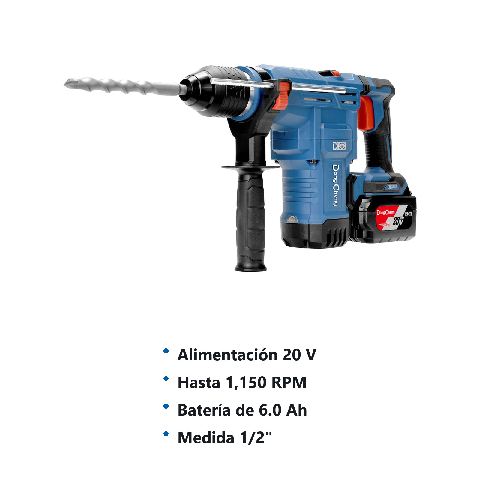 ROTOMARTILLO INALAMBRICO SIN CARBONES 20V MAX/6.0Ah×2 1/2" 1150RPM 4400IPM - Imagen 2
