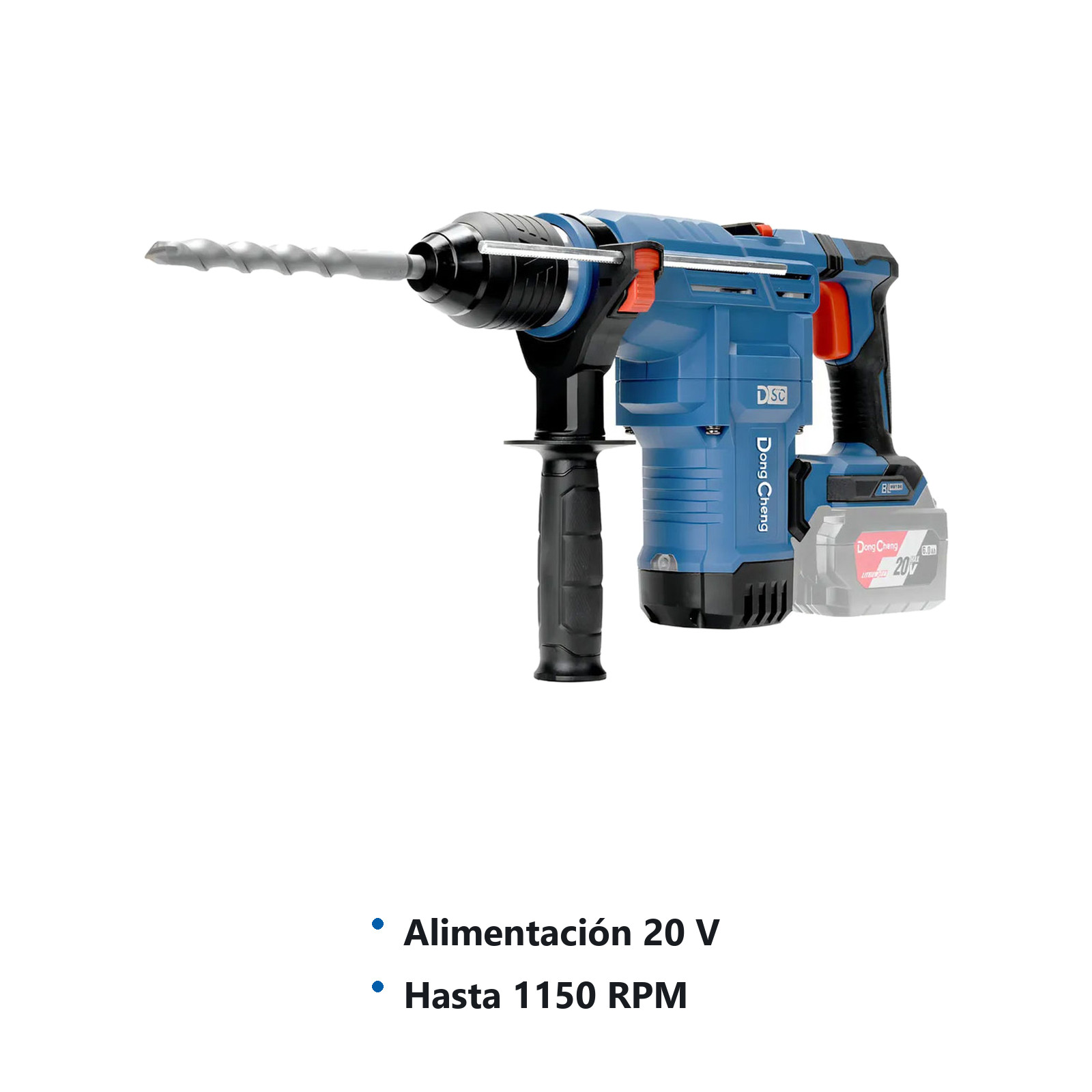 ROTOMARTILLO INALAMBRICO SIN CARBONES 20V MAX 1150RPM 4400IPM (SIN BATERIA) - Imagen 2