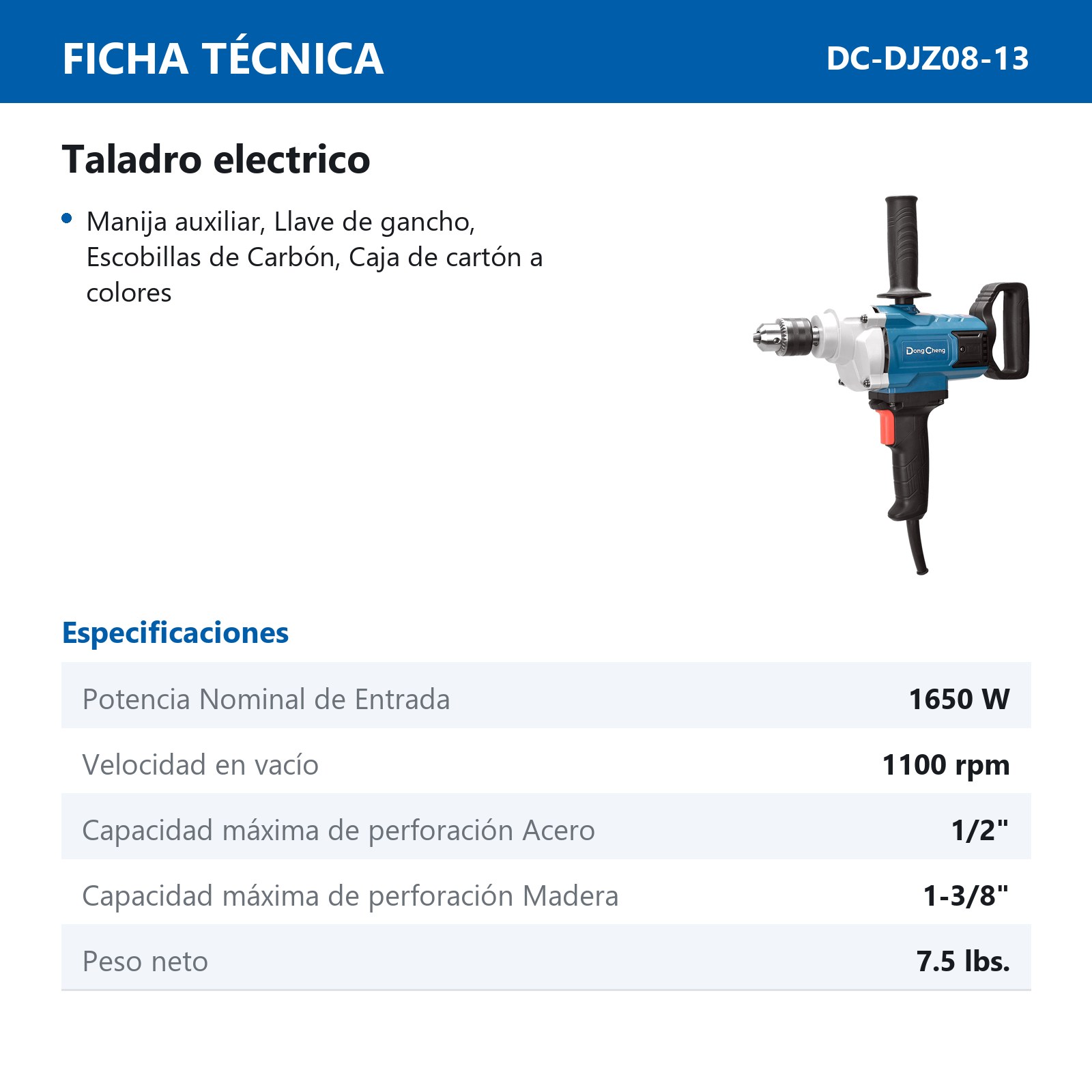 TALADRO 1650 W 1100 RPM - Imagen 2