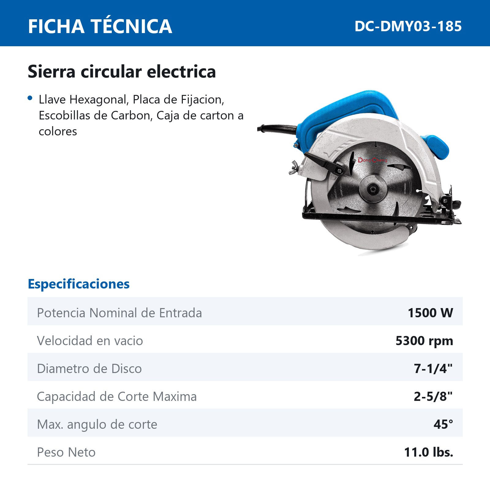 SIERRA CIRCULAR 1500 W 7" 5300 RPM - Imagen 2