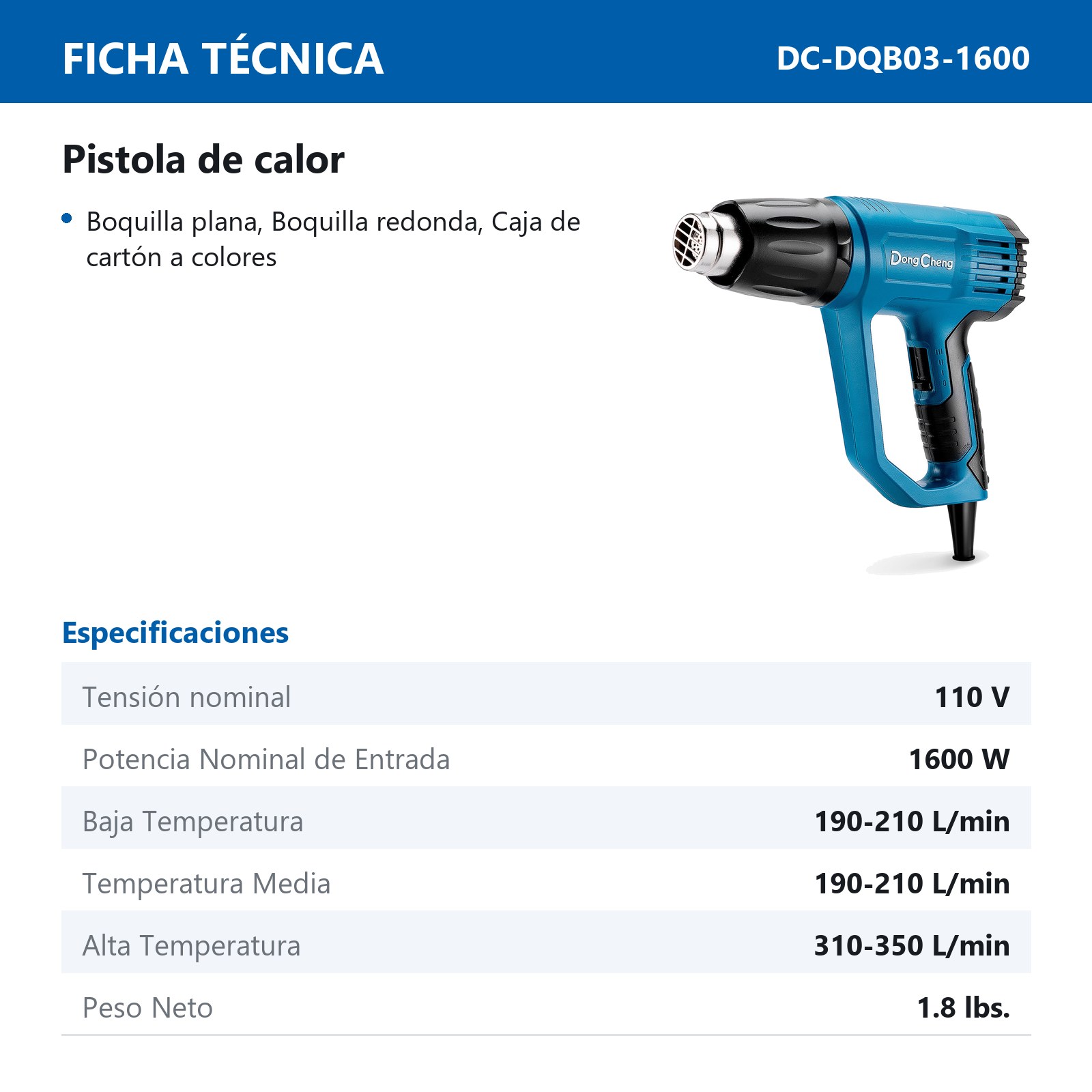 PISTOLA D/CALOR 1600 W 550°C 350 L/min - Imagen 2
