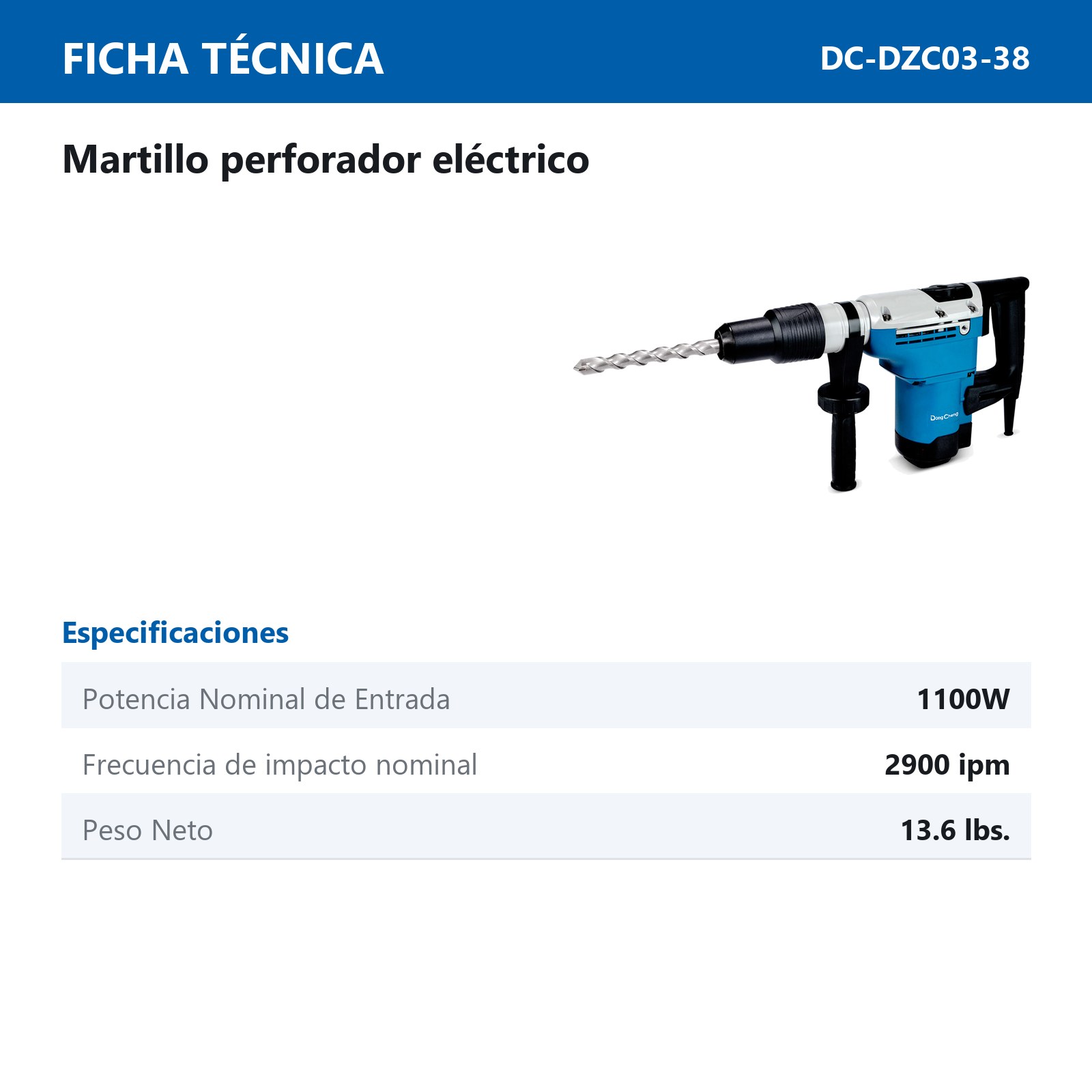 ROTOMARTILLO SDS MAX 1100 W 320 RPM 2900 IPM - Imagen 2