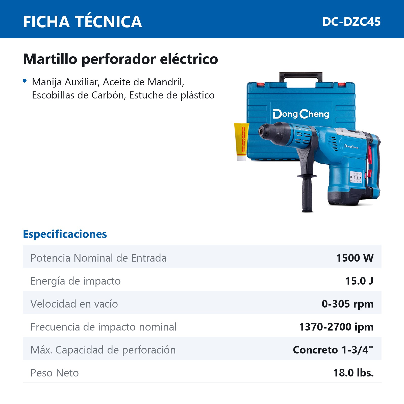 ROTOMARTILLO SDS MAX 1500 W 305 RPM 2700 IPM - Imagen 2