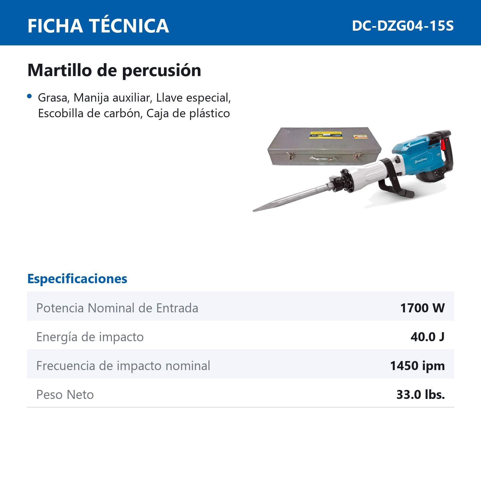 MARTILLO DEMOLEDOR 1700 W 1450 IPM - Imagen 2