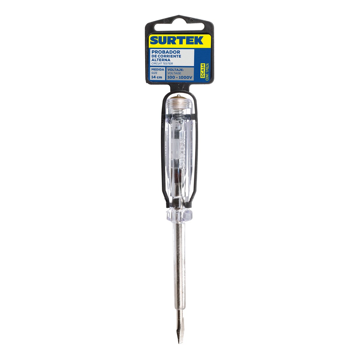 Probador de voltaje de corriente alterna 100 V- 500 V, 14 cm Surtek - Imagen 2