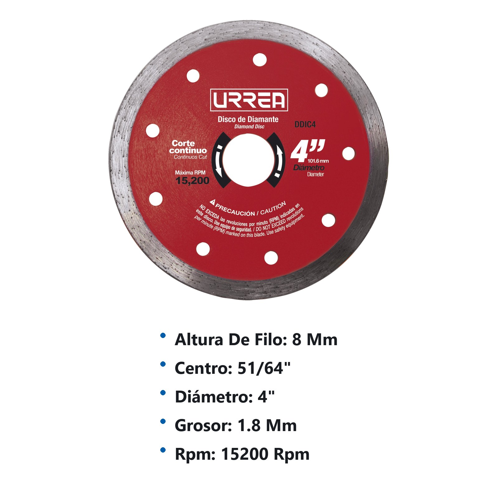 Disco de diamante continuo, 4" Urrea - Imagen 2