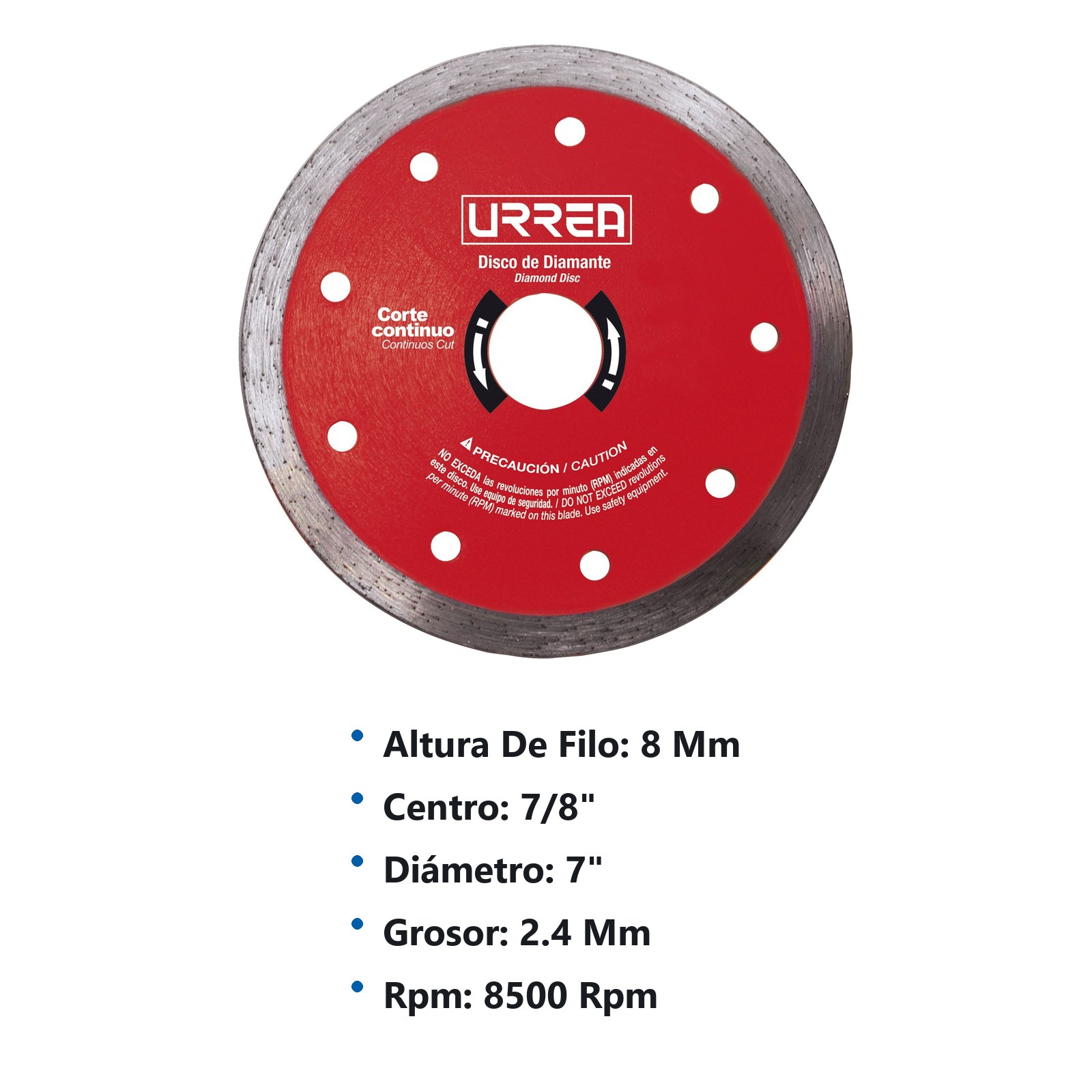 Disco de diamante continuo, 7" Urrea - Imagen 2