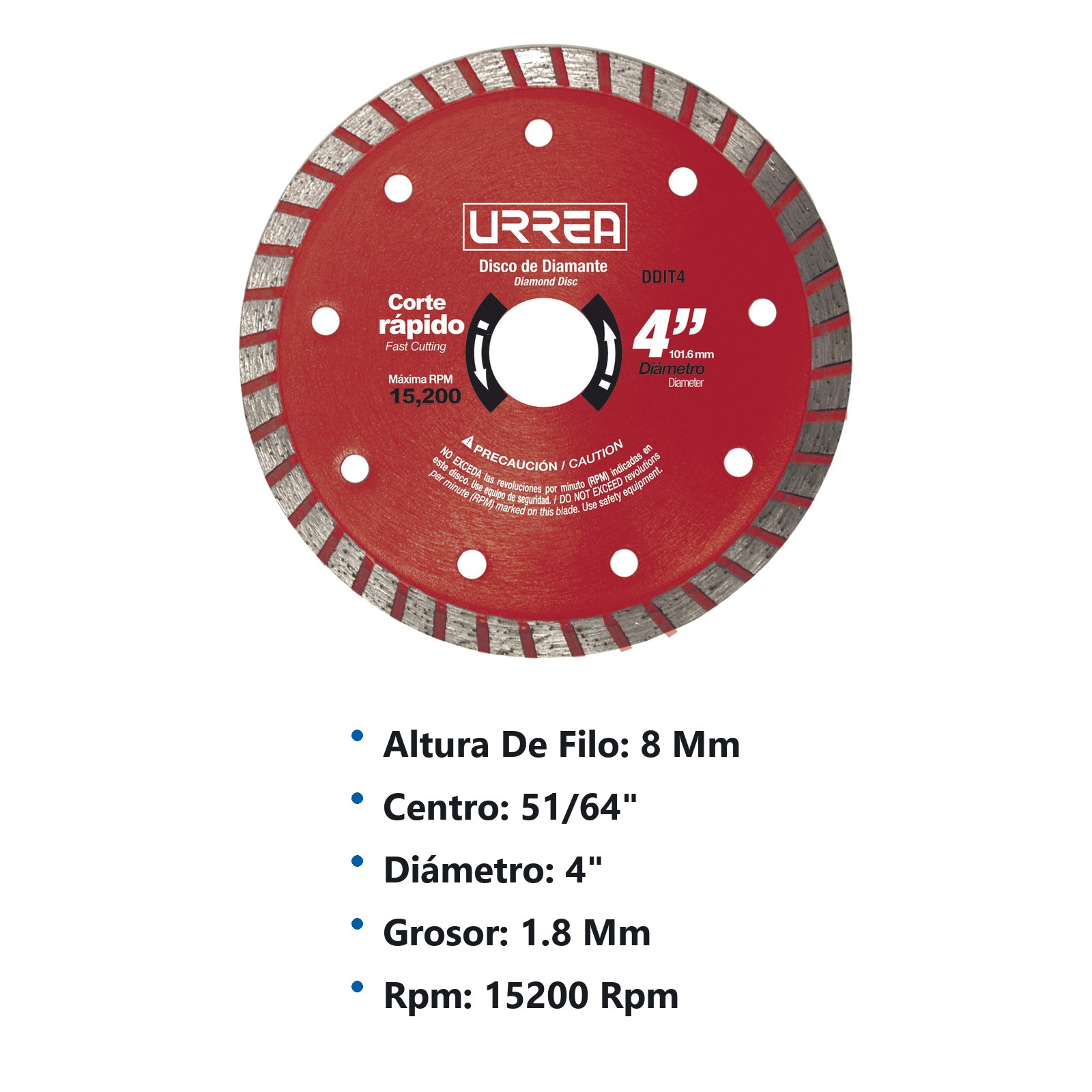 Disco de diamante turbo, 4" Urrea - Imagen 2