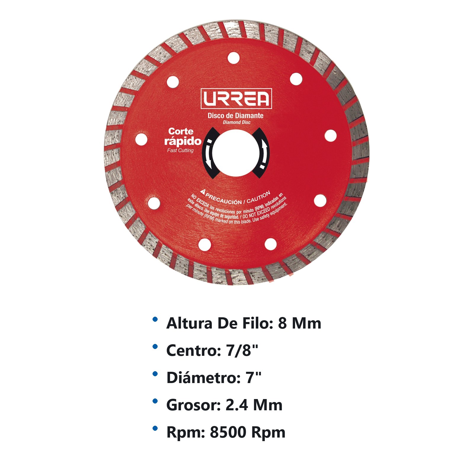 Disco de diamante turbo, 7" Urrea - Imagen 2