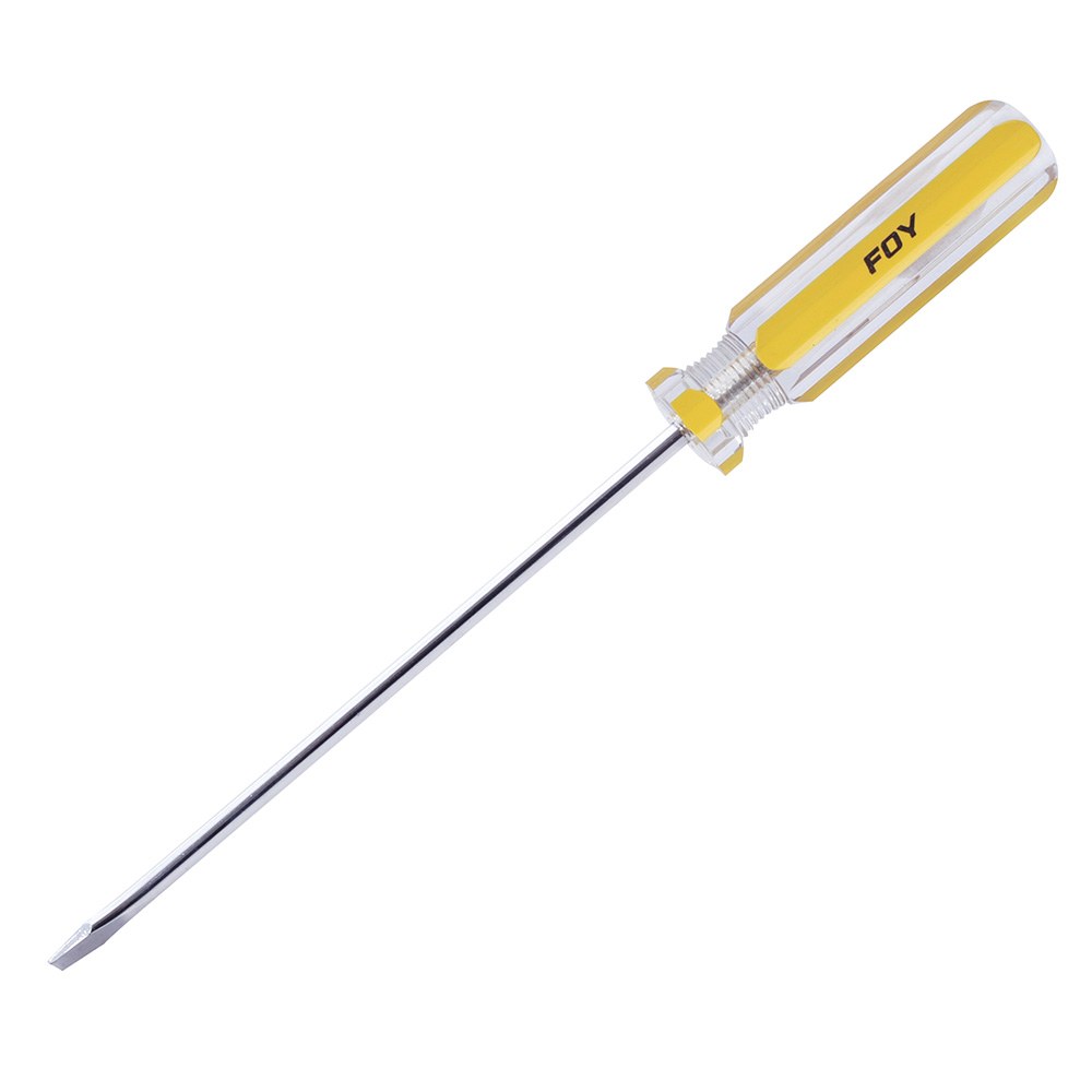 Destornillador con mango de PVC, punta plana barra redonda 1/4" x 6" Foy