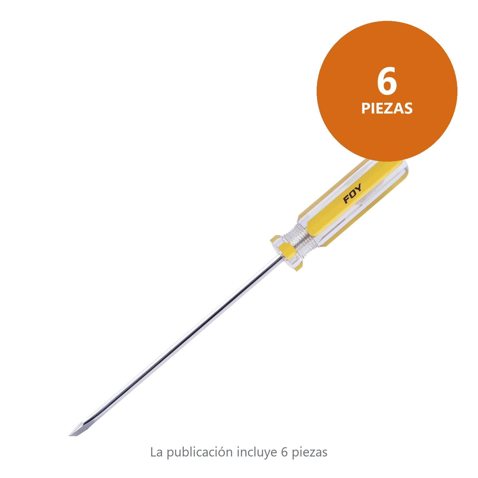 Destornillador con mango de PVC, punta plana barra redonda 1/4" x 6" Foy - Imagen 2