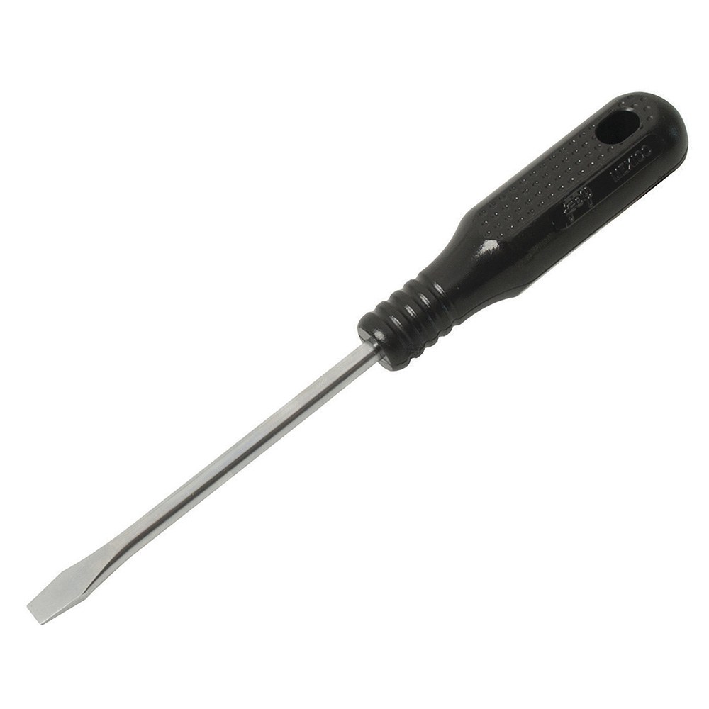 Destornillador con mango negro, punta plana barra redonda 3/8" x 8" Foy