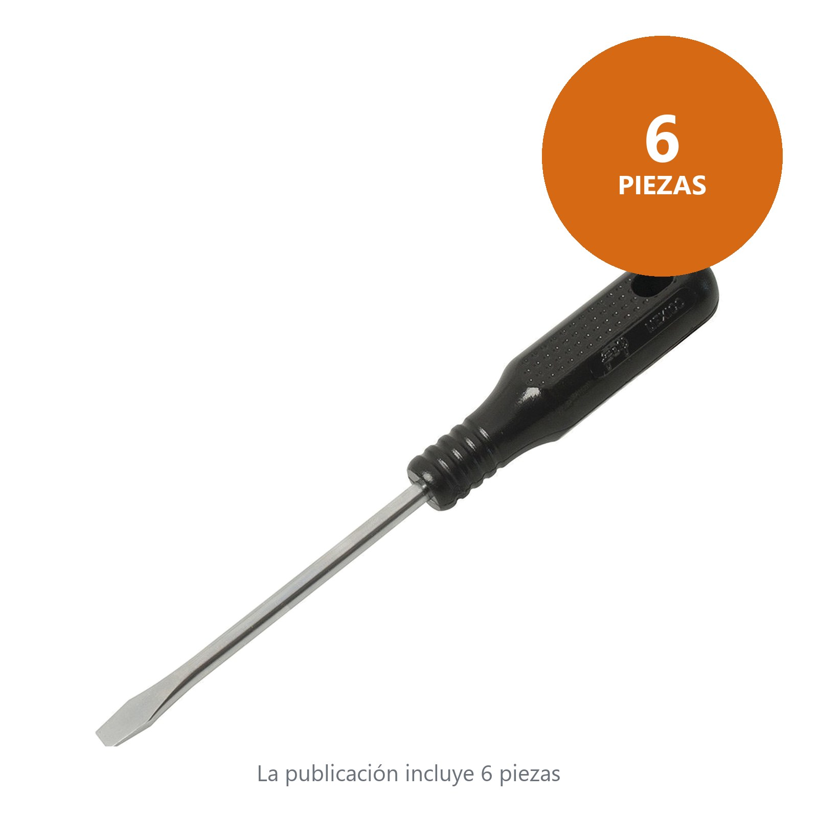 Destornillador con mango negro, punta plana barra redonda 3/8" x 8" Foy - Imagen 2