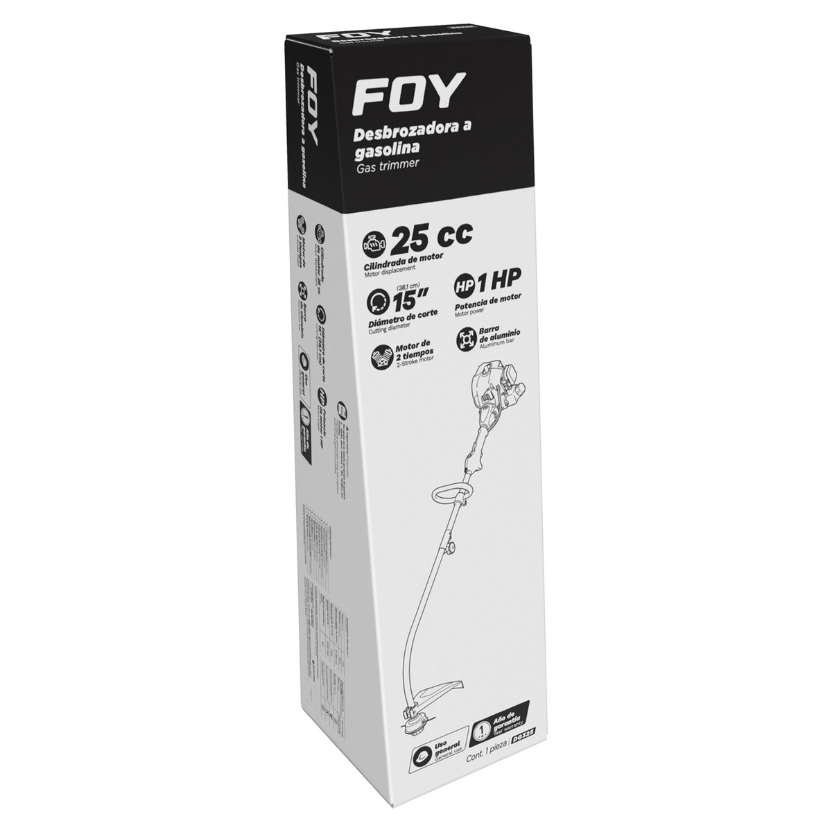 Desbrozadora a gasolina curva 16.3" 25 cc Foy - Imagen 2