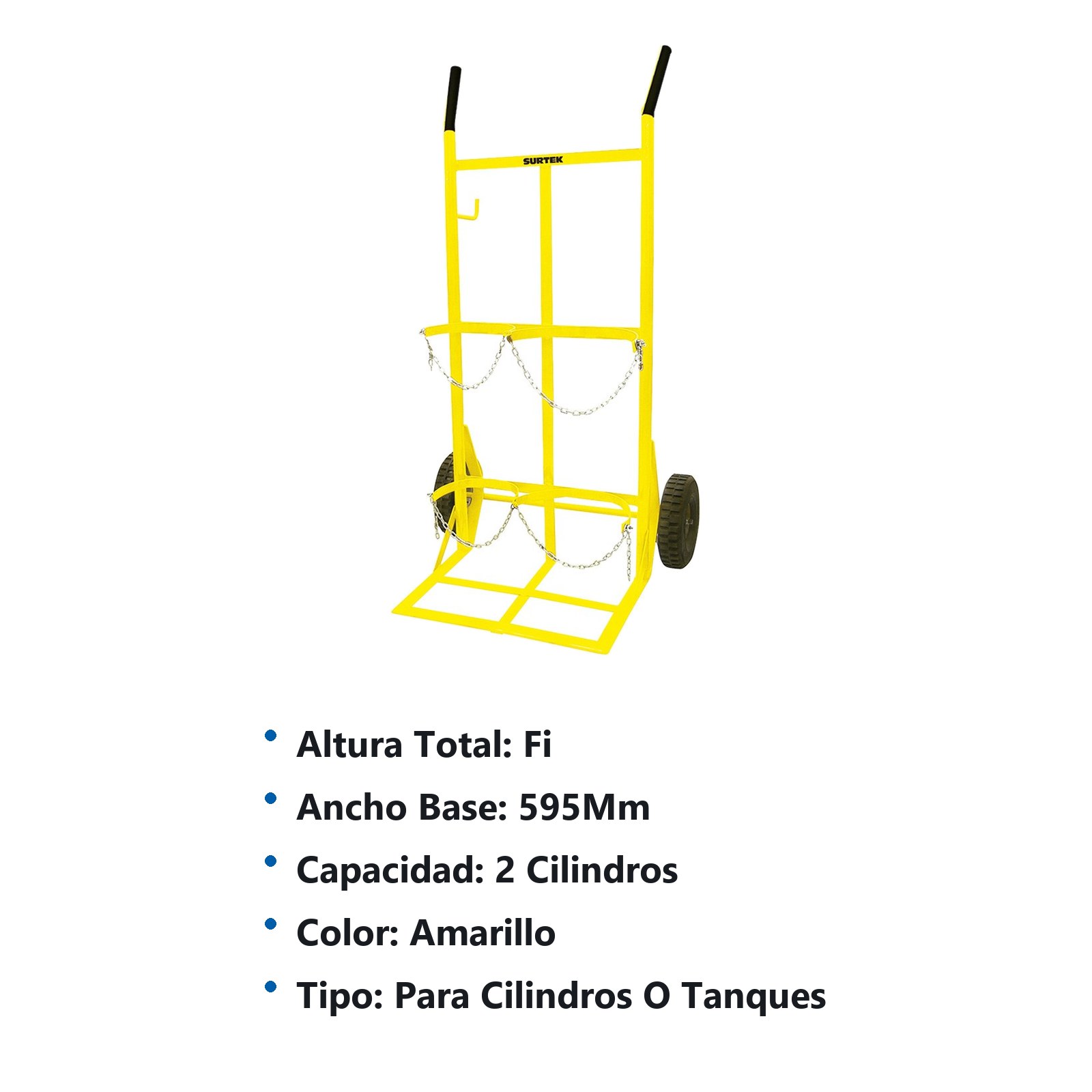 Diablo para cilindros o tanques capacidad 2 cilindros con llanta neumática Surtek - Imagen 2