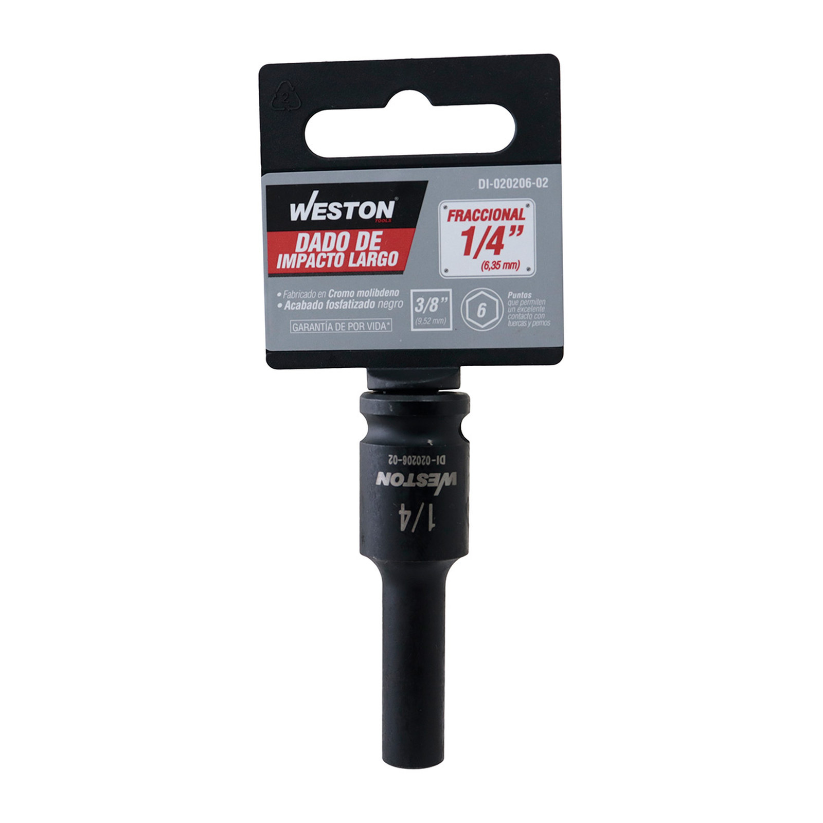 DADO DE IMPACTO LARGO CUADRO 3/8" 6 PUNTAS 1/4" - Imagen 3
