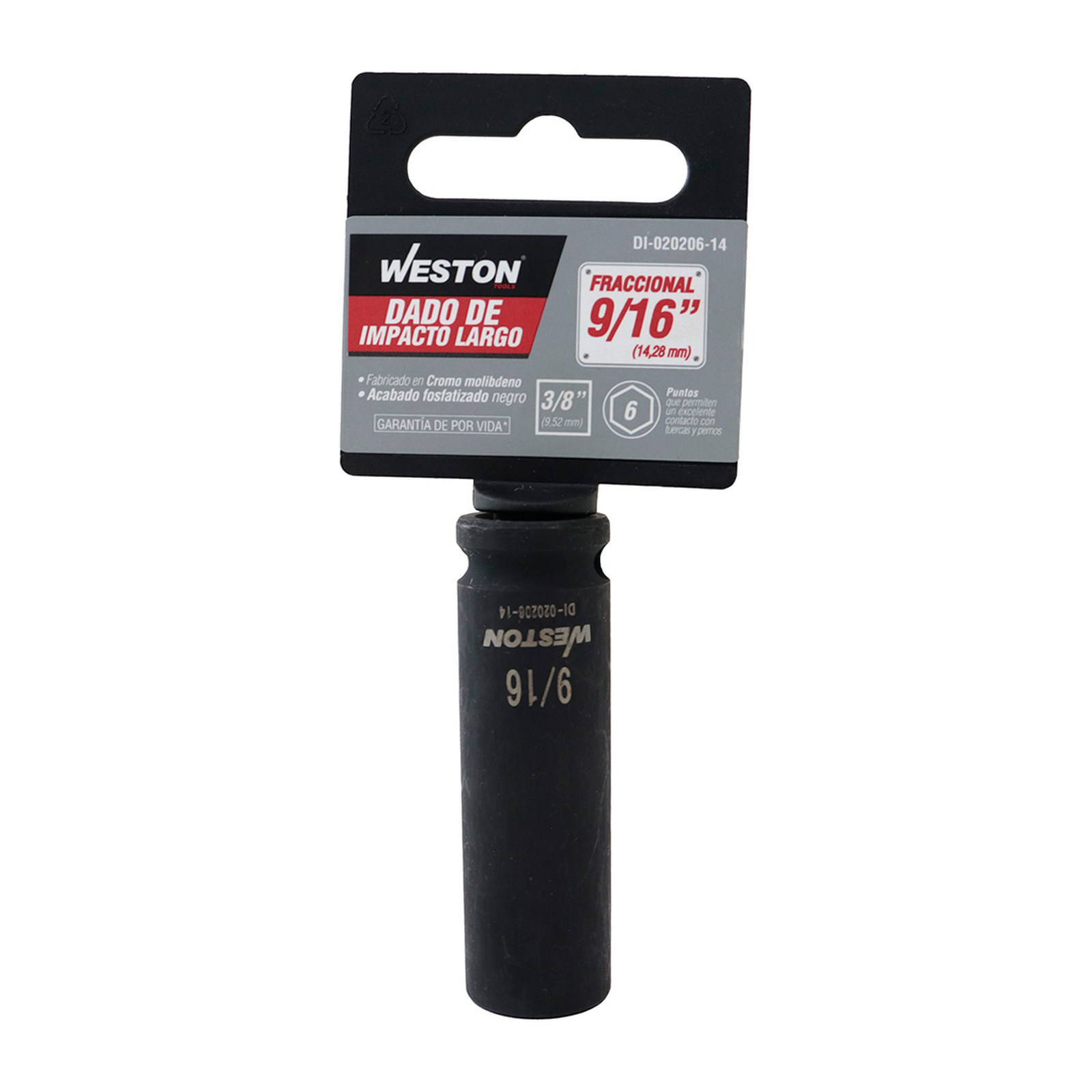 DADO DE IMPACTO LARGO CUADRO 3/8" 6 PUNTAS 9/16" - Imagen 2