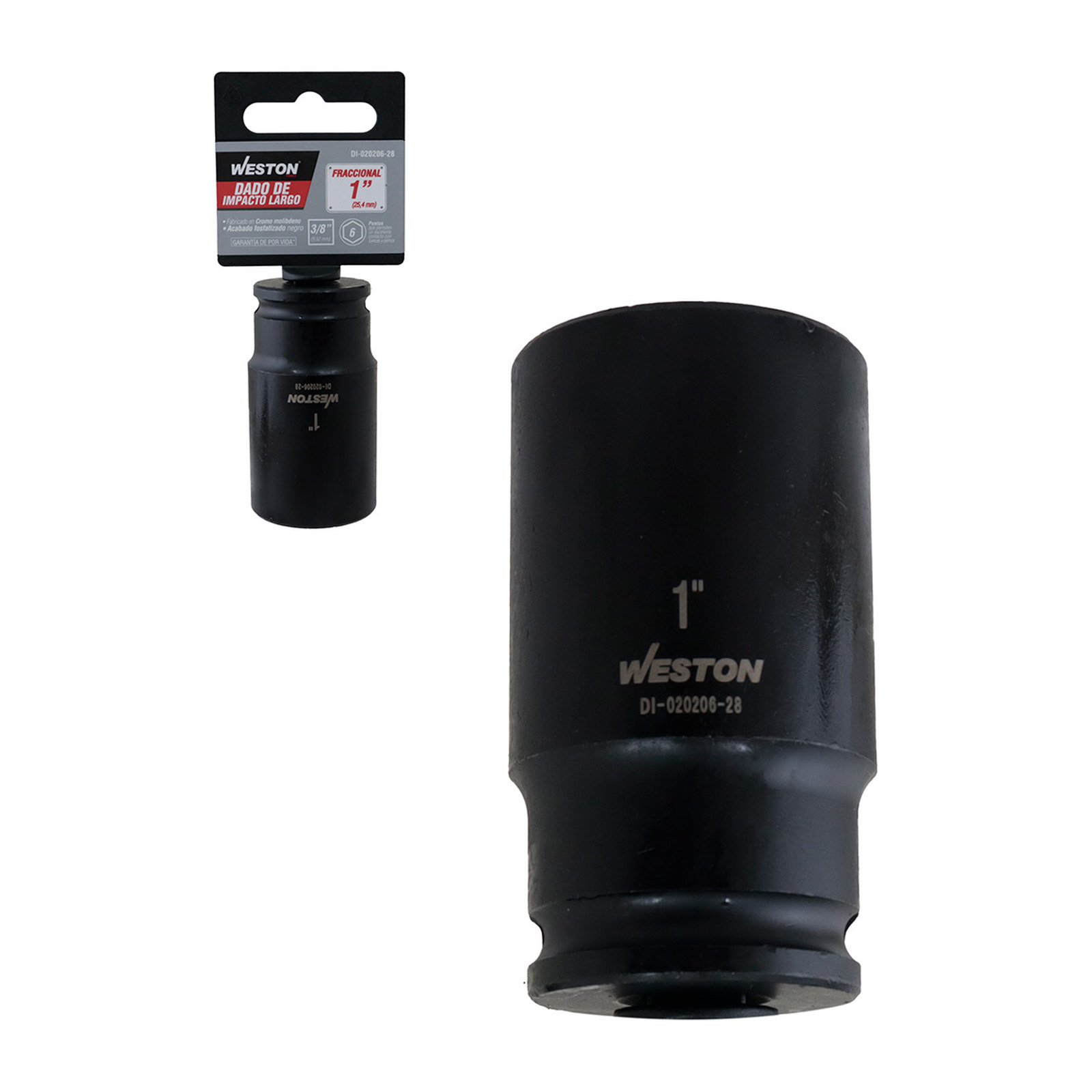 DADO DE IMPACTO LARGO CUADRO 3/8" 6 PUNTAS 1"