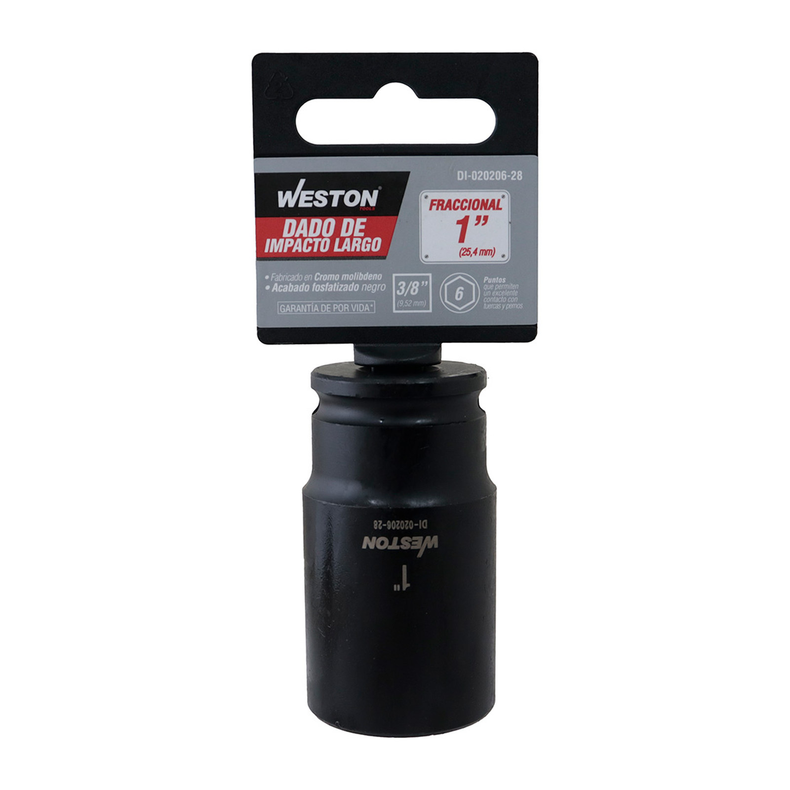 DADO DE IMPACTO LARGO CUADRO 3/8" 6 PUNTAS 1" - Imagen 3