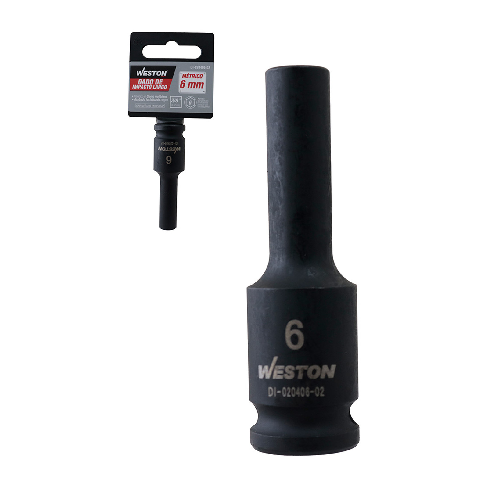 DADO DE IMPACTO LARGO CUADRO 3/8" 6 PUNTAS 6MM