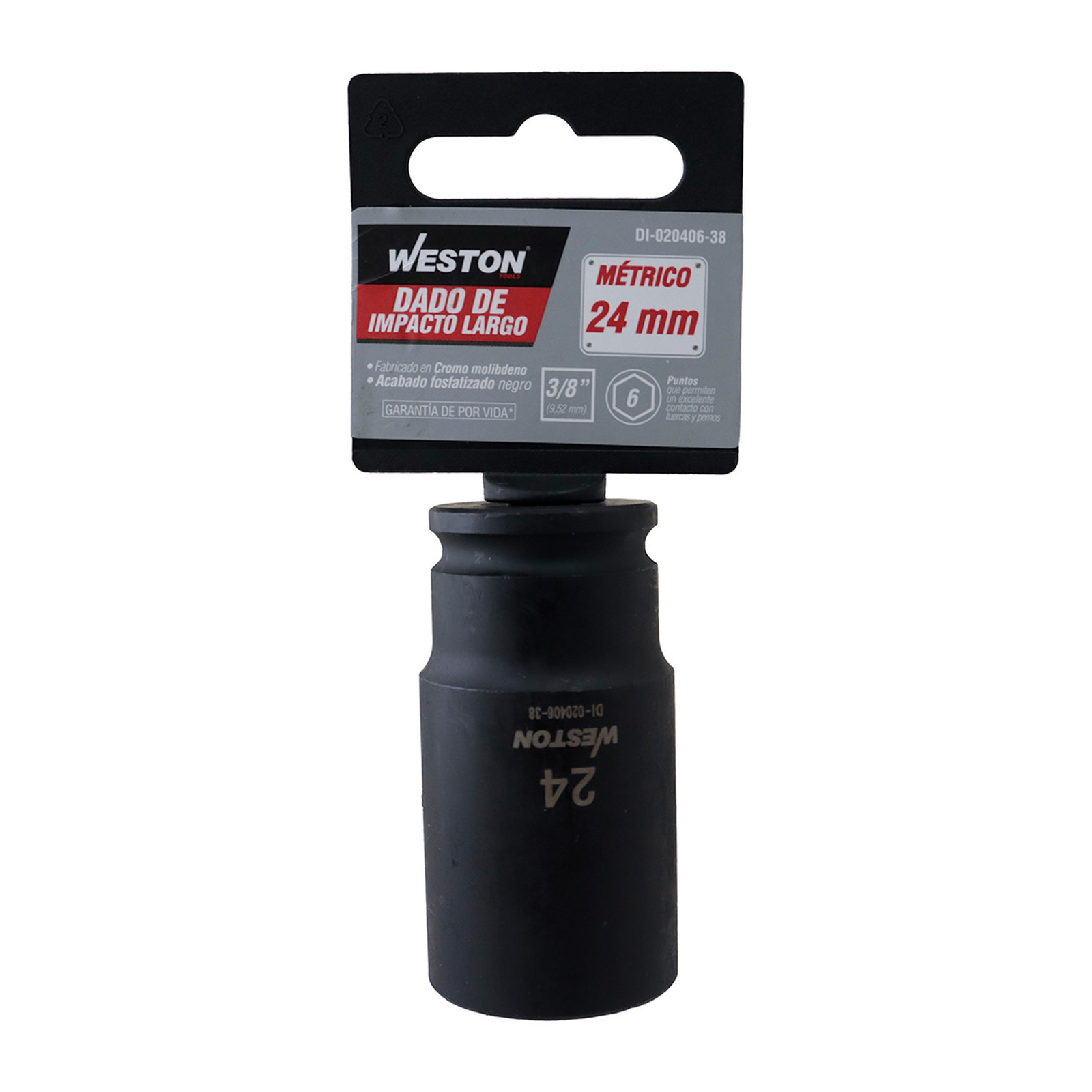 DADO DE IMPACTO LARGO CUADRO 3/8" 6 PUNTAS 24MM - Imagen 3