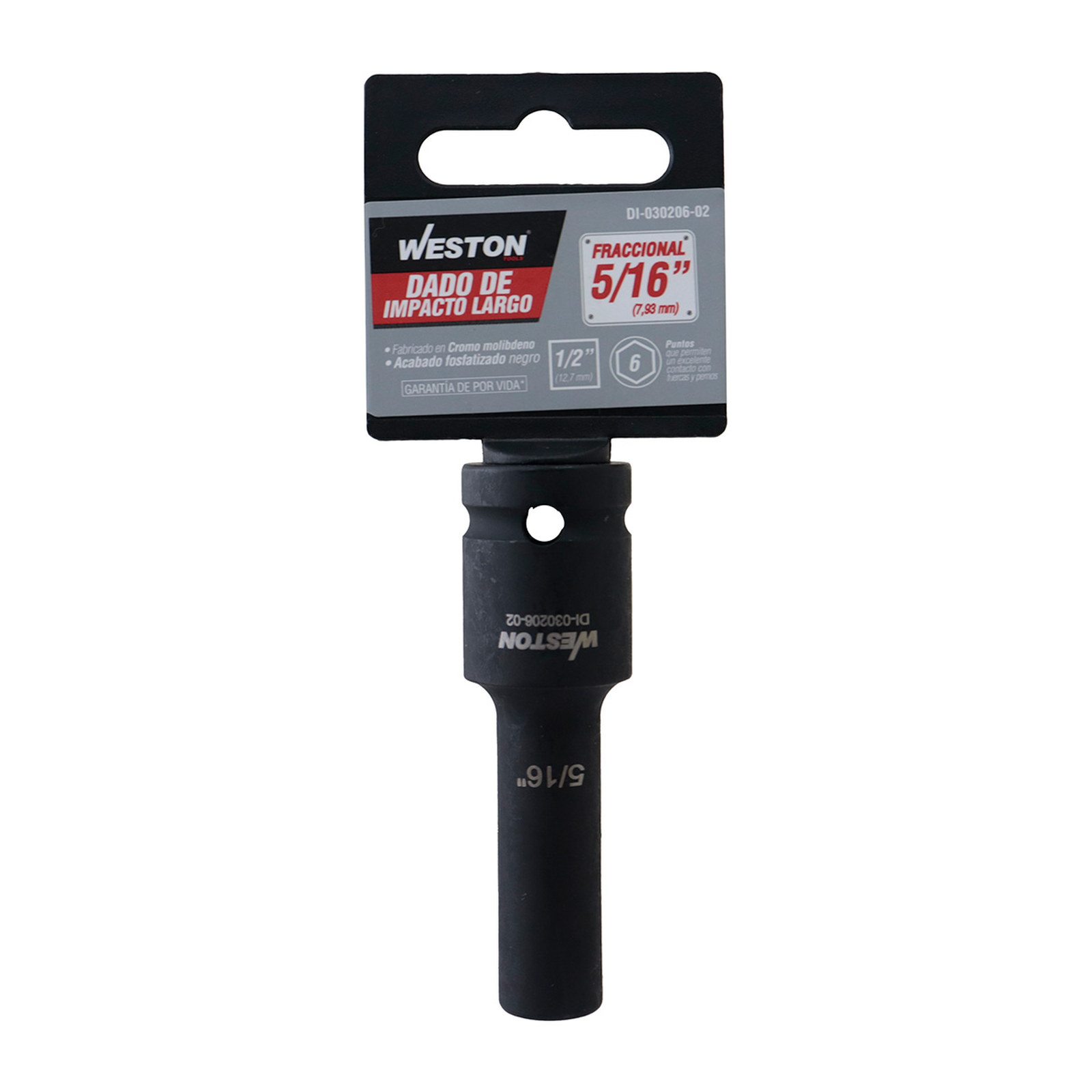 DADO DE IMPACTO LARGO CUADRO 1/2" 6 PUNTAS 5/16" - Imagen 3