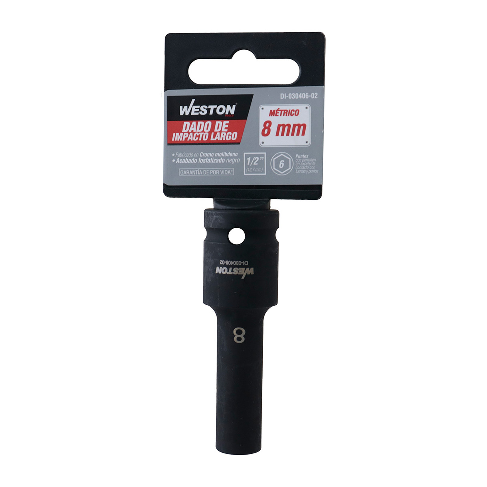 DADO DE IMPACTO LARGO CUADRO 1/2" 6 PUNTAS 8MM - Imagen 2