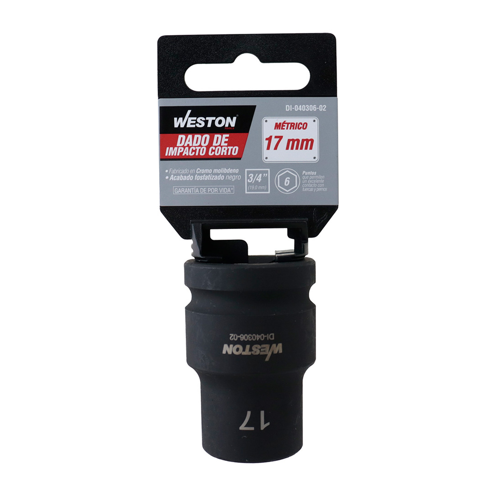 DADO DE IMPACTO CORTO CUADRO 3/4" 6 PUNTAS 17 MM - Imagen 3