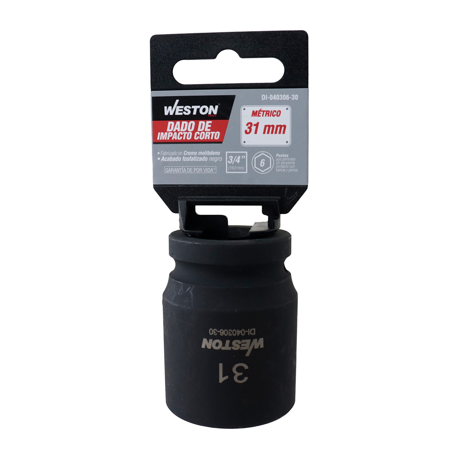 DADO DE IMPACTO CORTO CUADRO 3/4" 6 PUNTAS 31 MM - Imagen 3