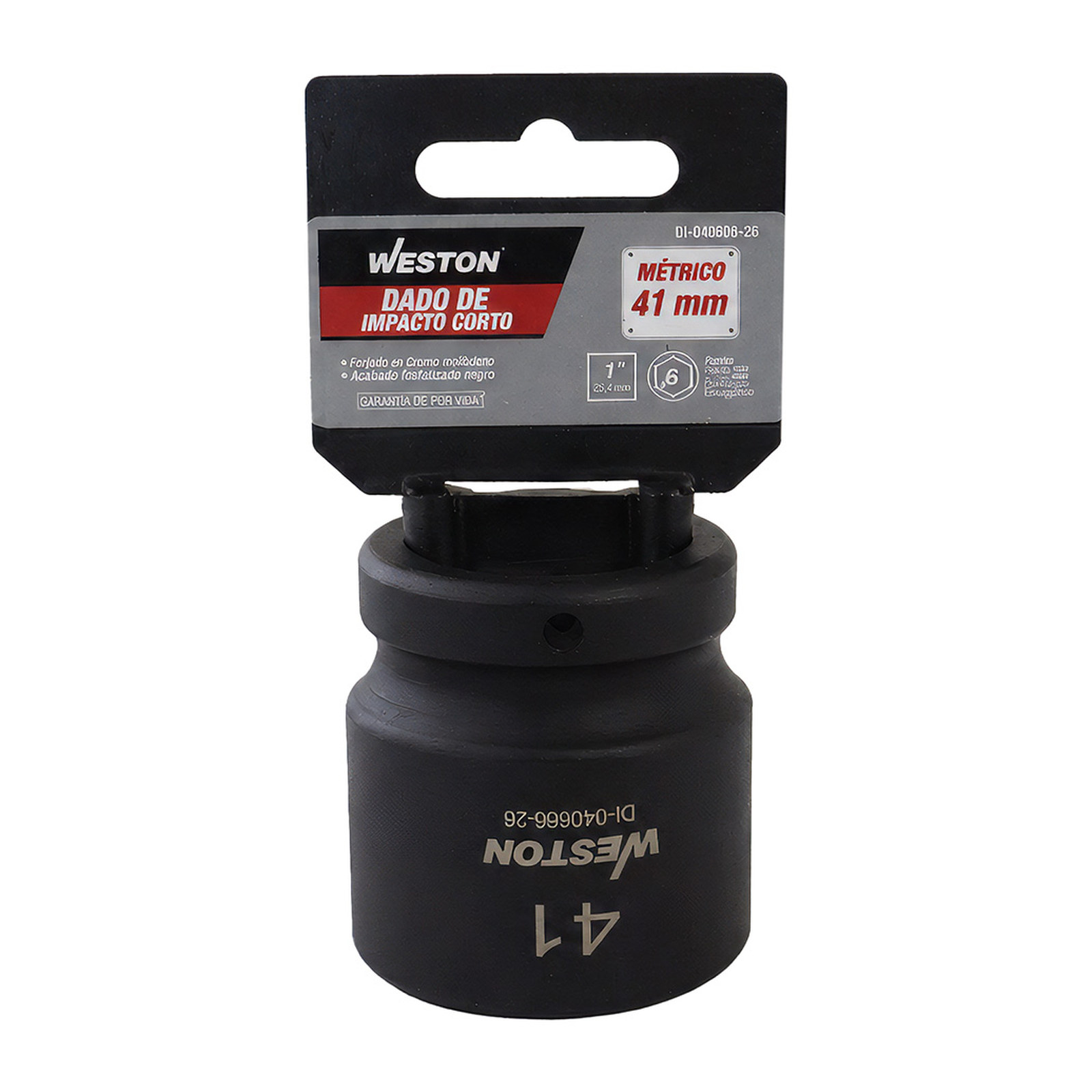 DADO DE IMPACTO CORTO CUADRO 1" 6 PUNTAS 41 MM - Imagen 2